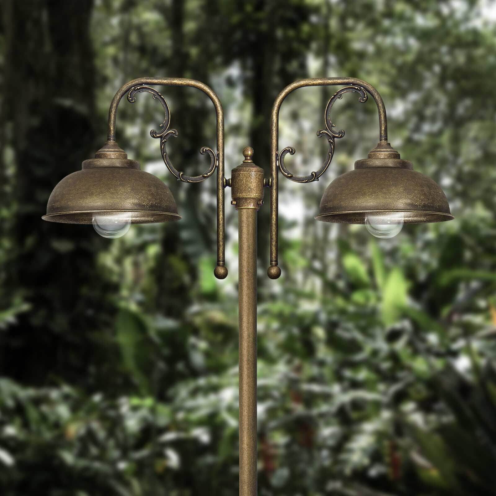 Lampe de chemin rustique IP44 2 flammes E27 210 cm laiton