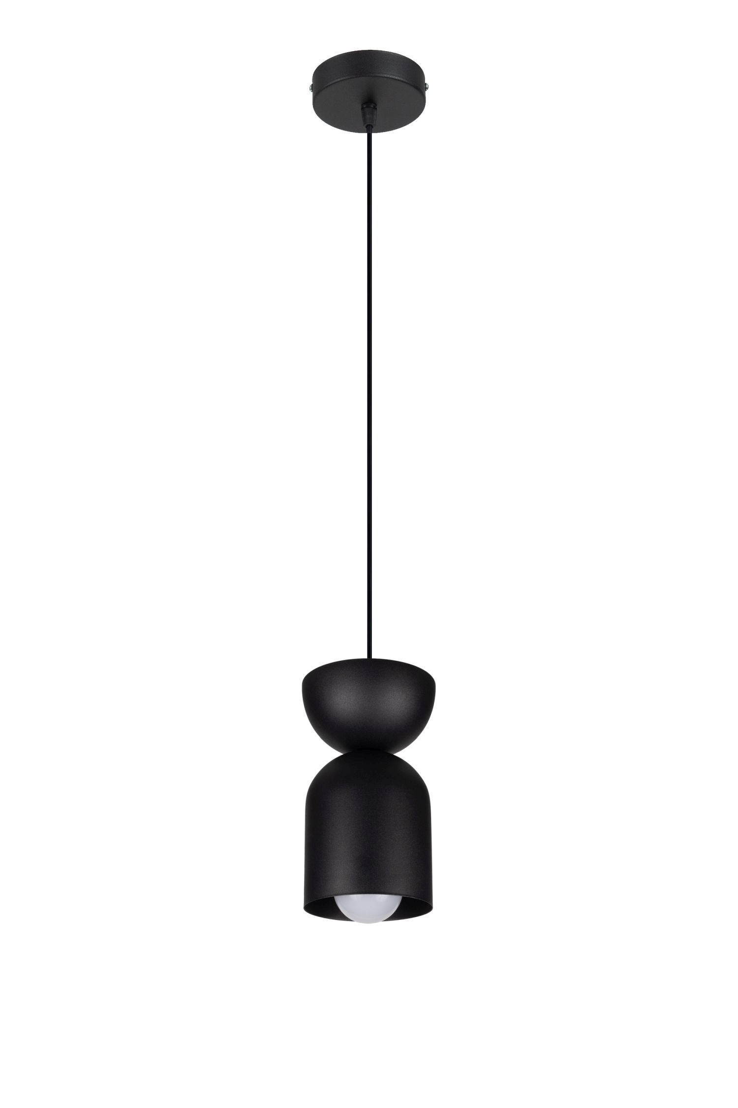 Suspension ronde noire métal Ø11 cm Minimaliste