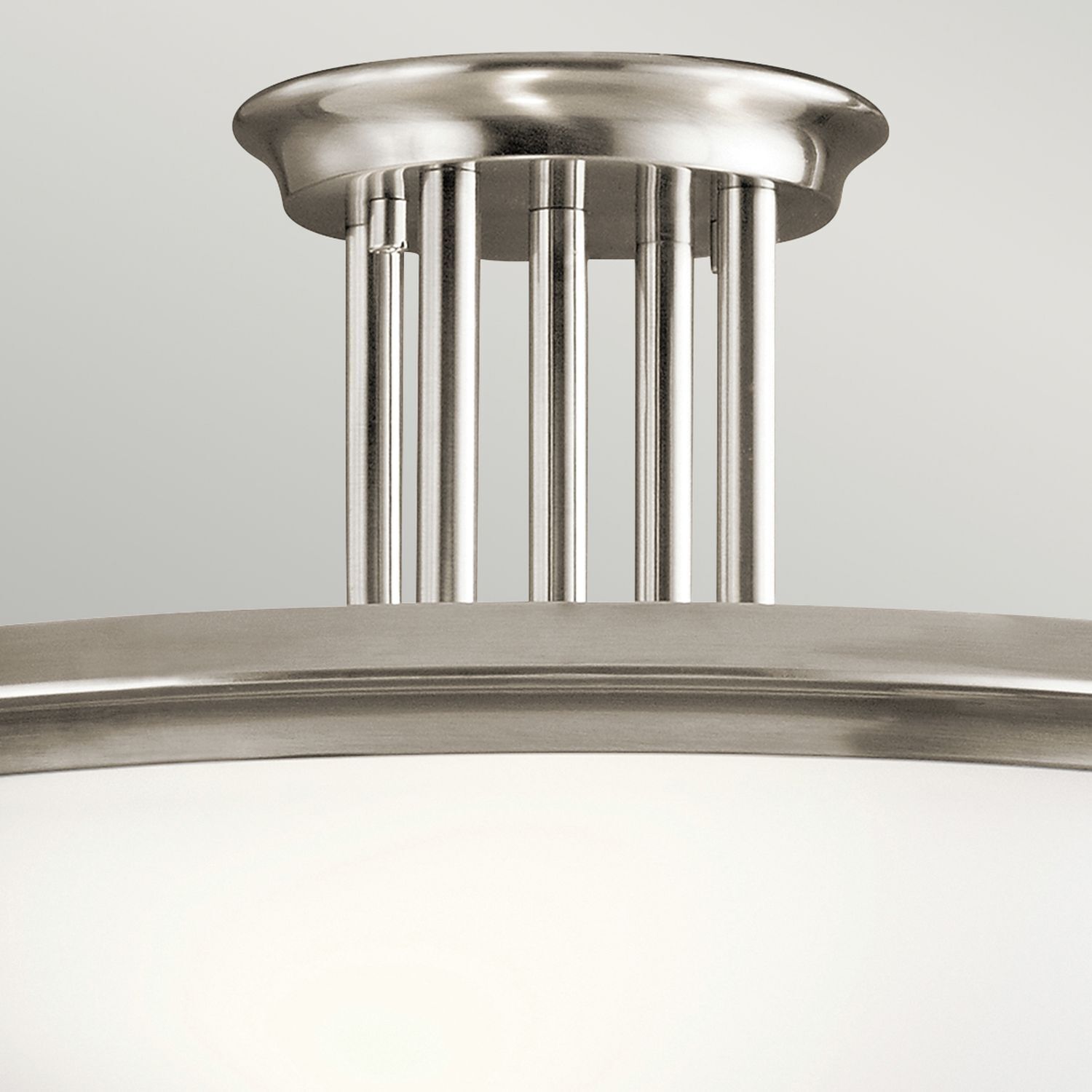 Plafonnier verre métal Ø42cm rond en blanc étain