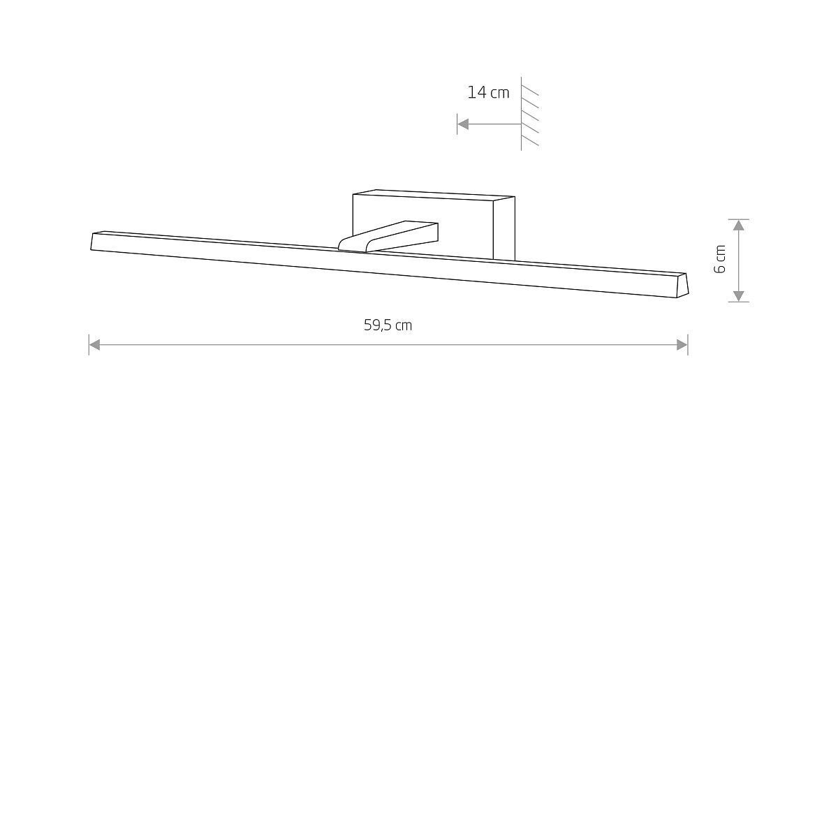 luminaire pour tableau LED noir 59,5 cm de long blanc chaud 3000 K 13 W