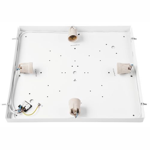 Plafonnier en bois Abat-jour en verre E27 L:48 cm faible éblouissement Wanne, Weiße Tafel