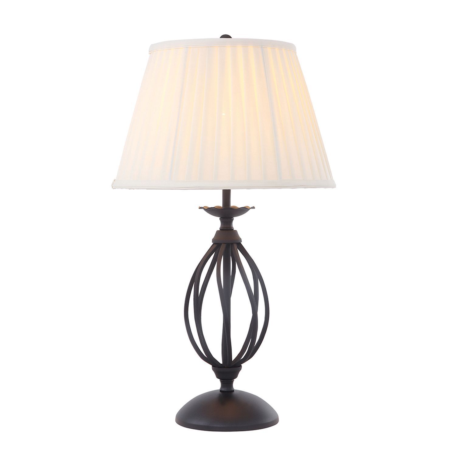 Lampe de table avec abat-jour en tissu Noir Crème Rustique