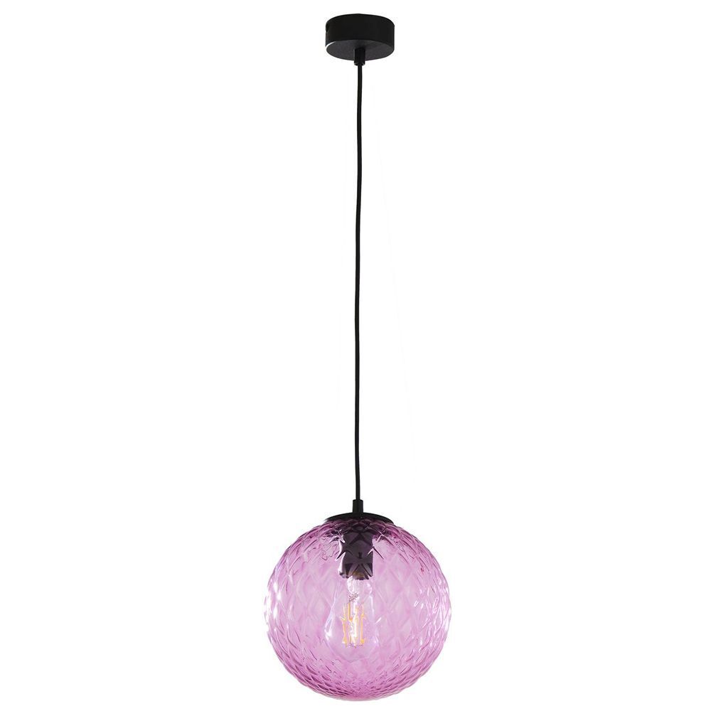 Suspension Noir Rose E27 Verre Métal Moderne