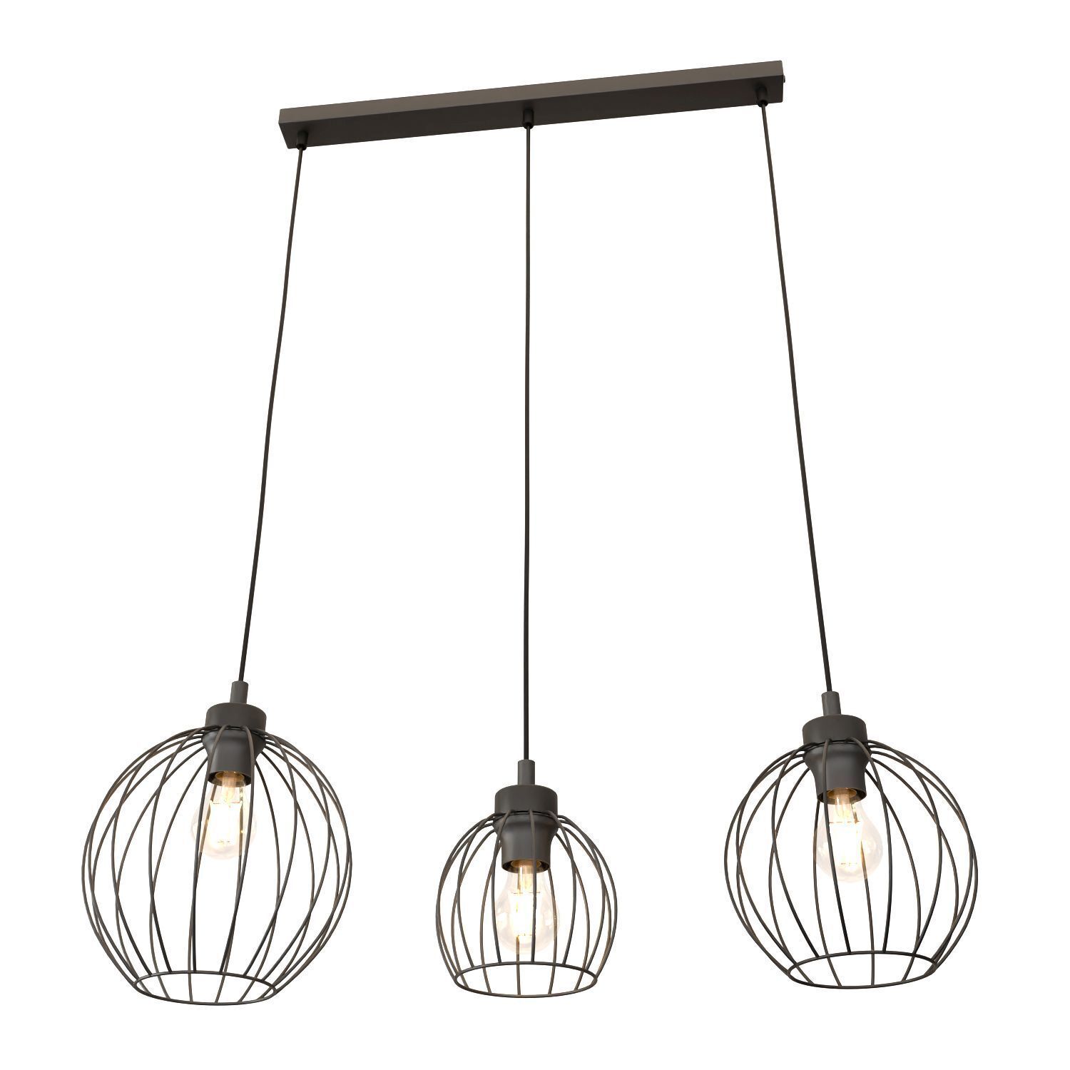 Suspension longue fil E27 L:77 cm Métal noir