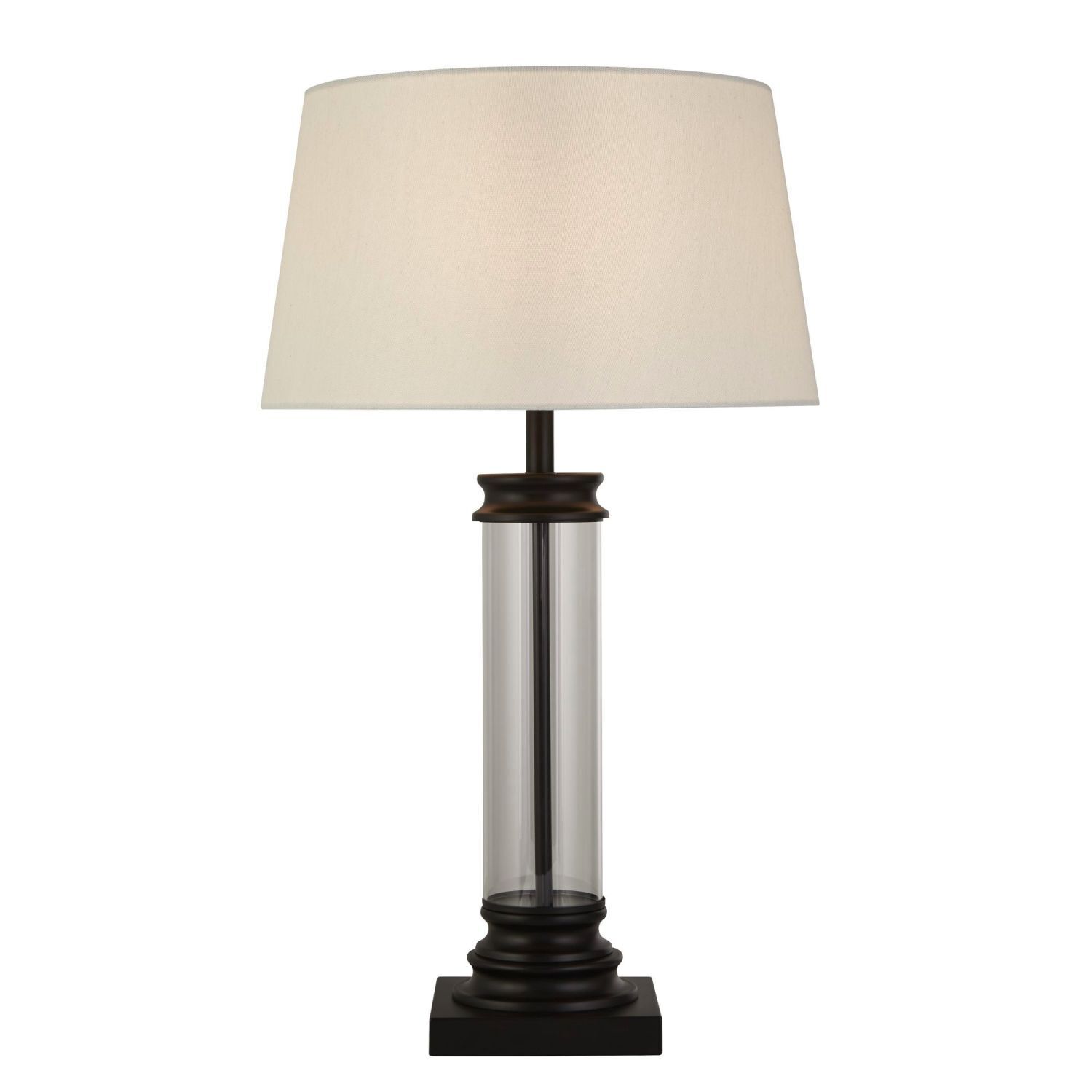 Lampe de table 63 cm Noir Blanc E27 Tissu Verre