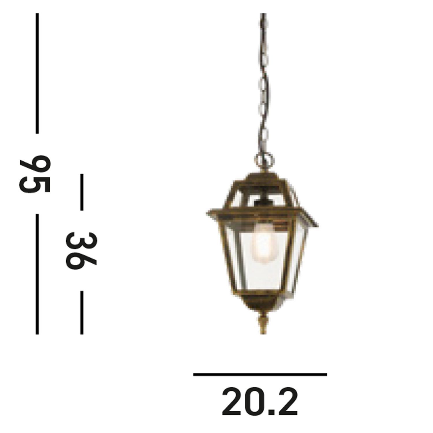 Lampe à suspendre Extérieur Aluminium Verre L:20,2 cm E27 Vintage
