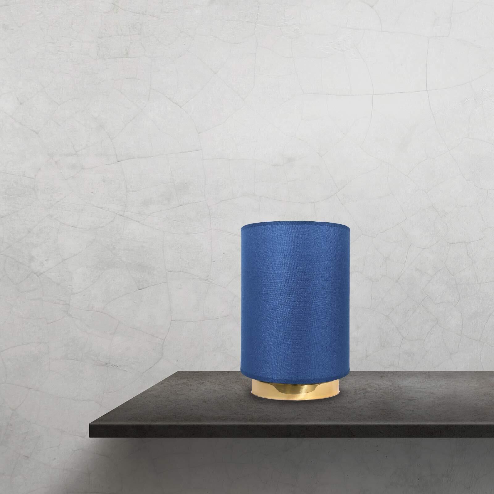 Lampe de table Abat-jour tissu H : 24 cm Bleu laiton massif E27 Lampe, Zylinder
