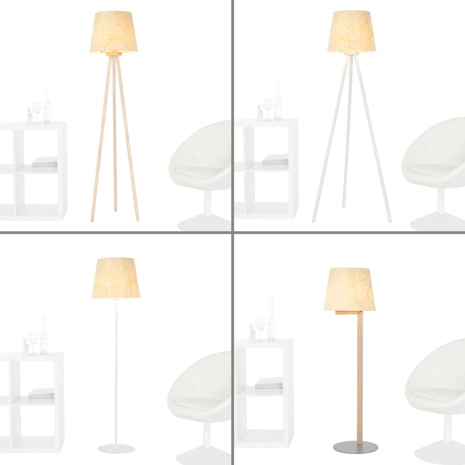 Tissu Abat-jour Crème Blanc Grand lampadaire E27