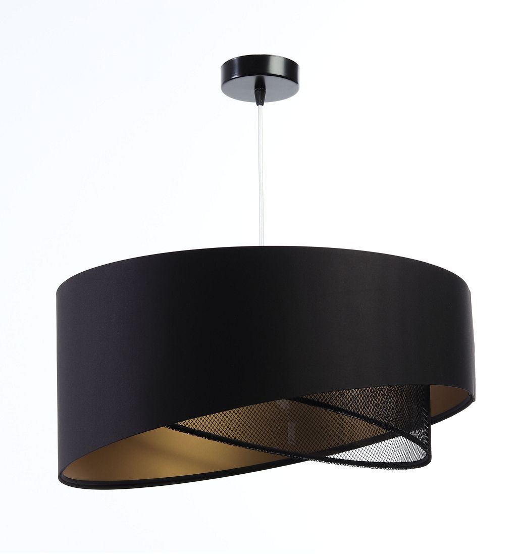 Suspension Satin Netz Ø 50 cm E27 rond Noir Or