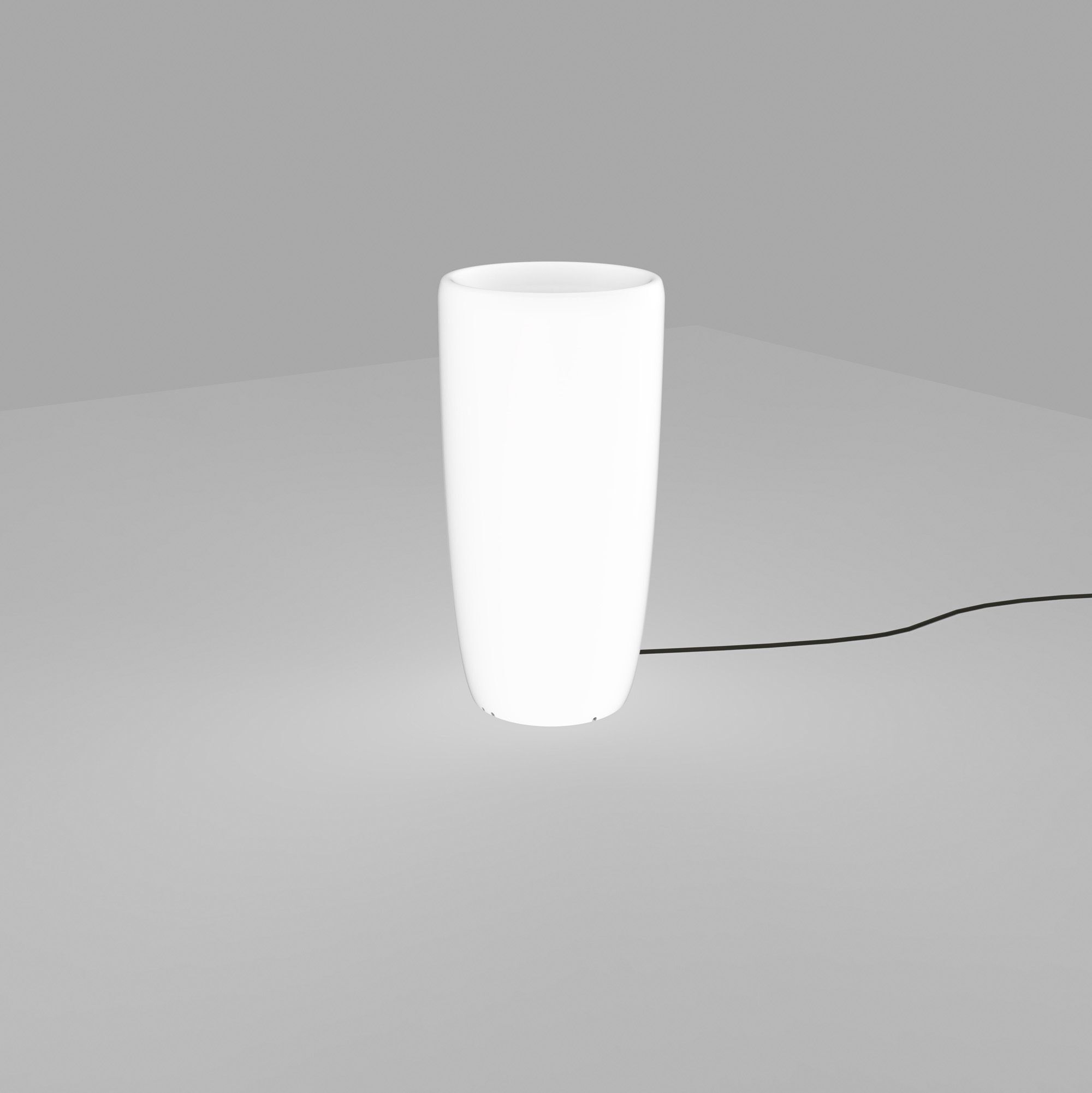 Beleuchteter LED Blumentopf rund hoch lampe, tischlampe, weiß, keramik, kabel