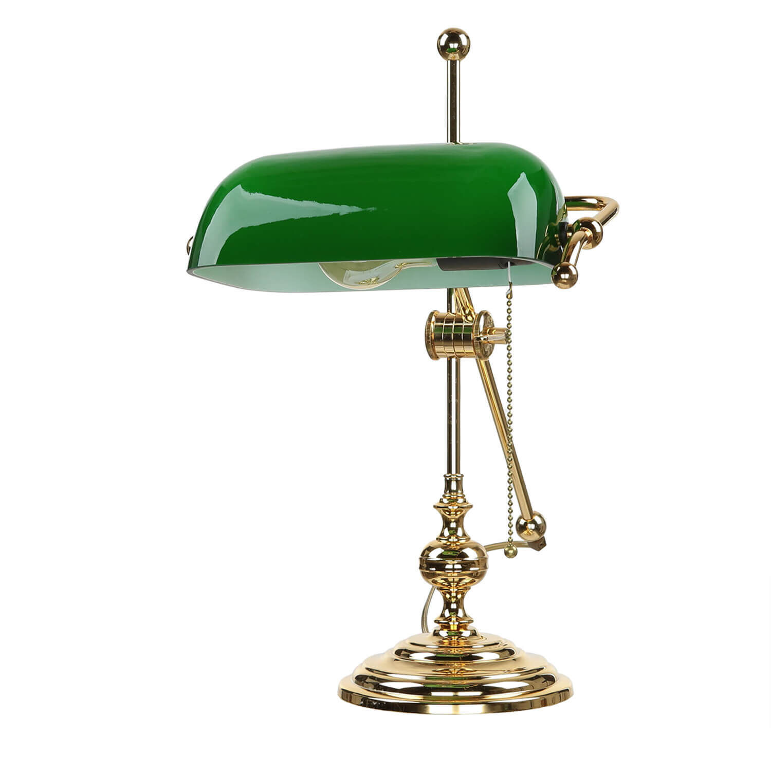 Lampe de banquier dorée 24 carats en laiton véritable