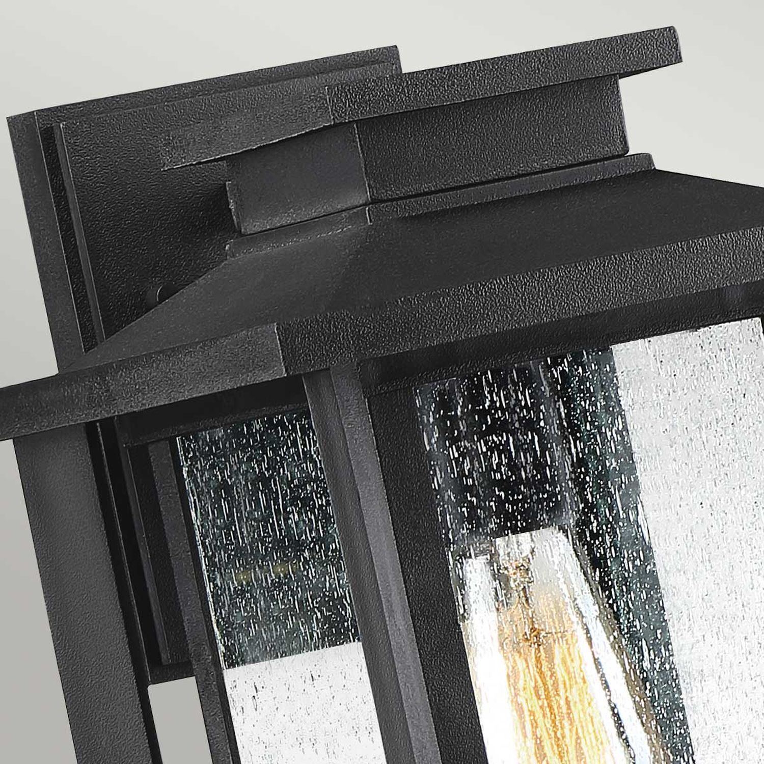 Applique murale extérieure Noir Vintage E27 IP44 H : 35,7 cm Verre de pluie