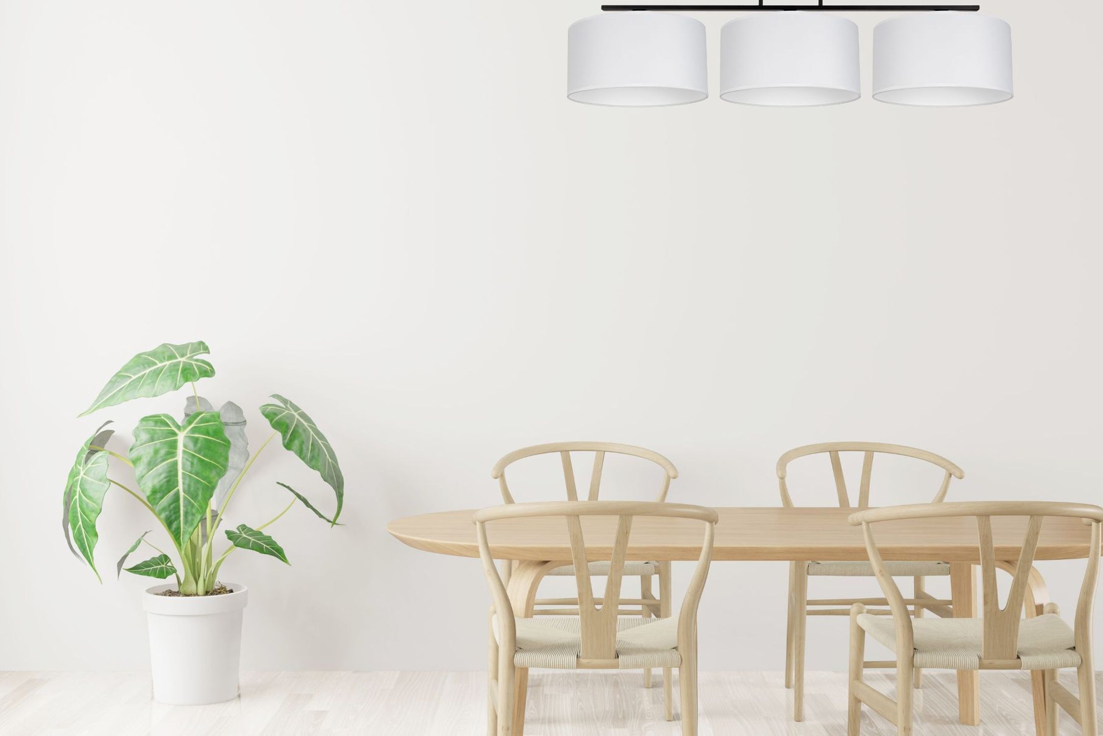 Blendarme Plafonnier Tissu Noir Blanc E27 3-flmg Esstisch, Tisch, Esszimmer, Pflanze, Pflanze im Topf