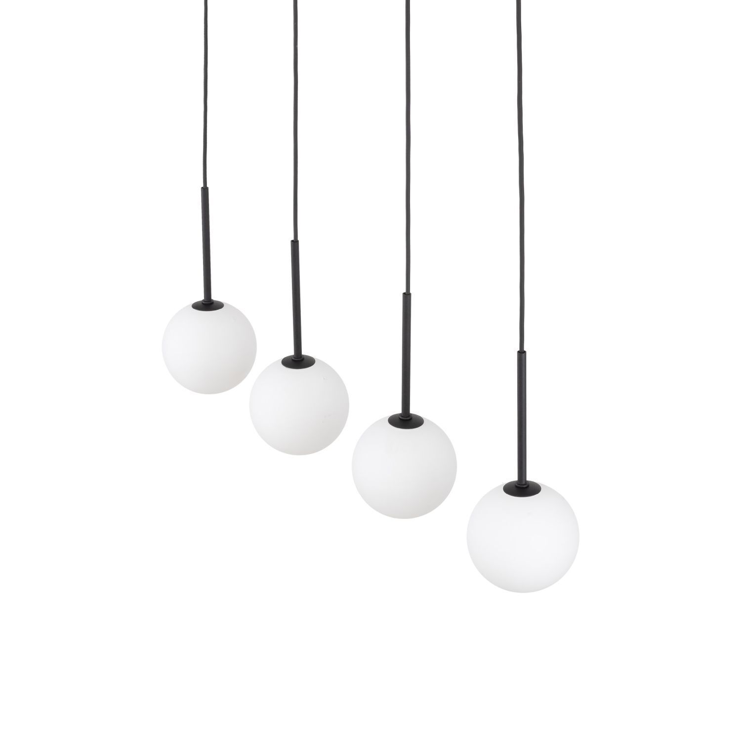 Lampe à suspendre métal verre L : 78 cm noir blanc 4x G9