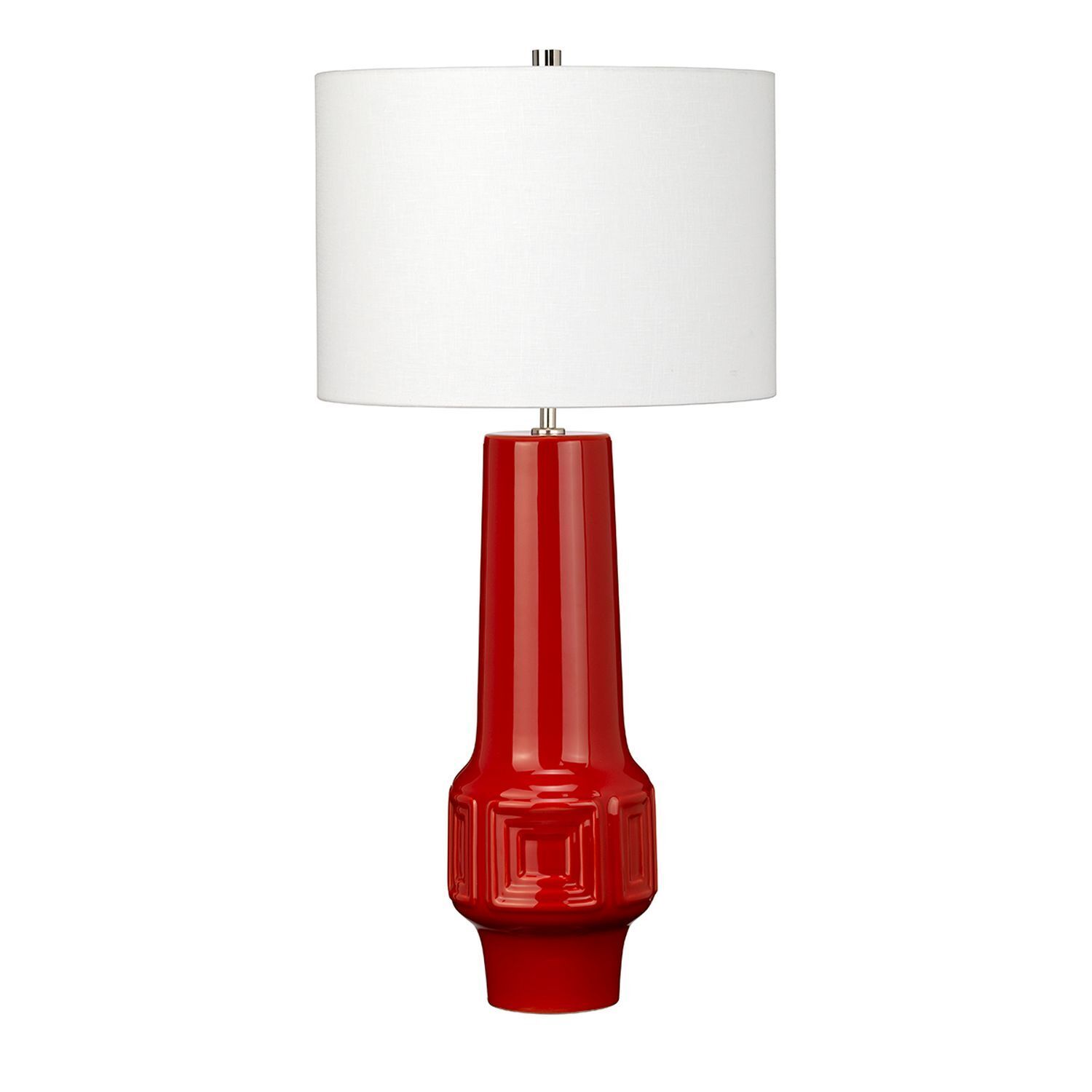 Lampe de table LENIO Céramique Rouge Crème H:76cm Rétro