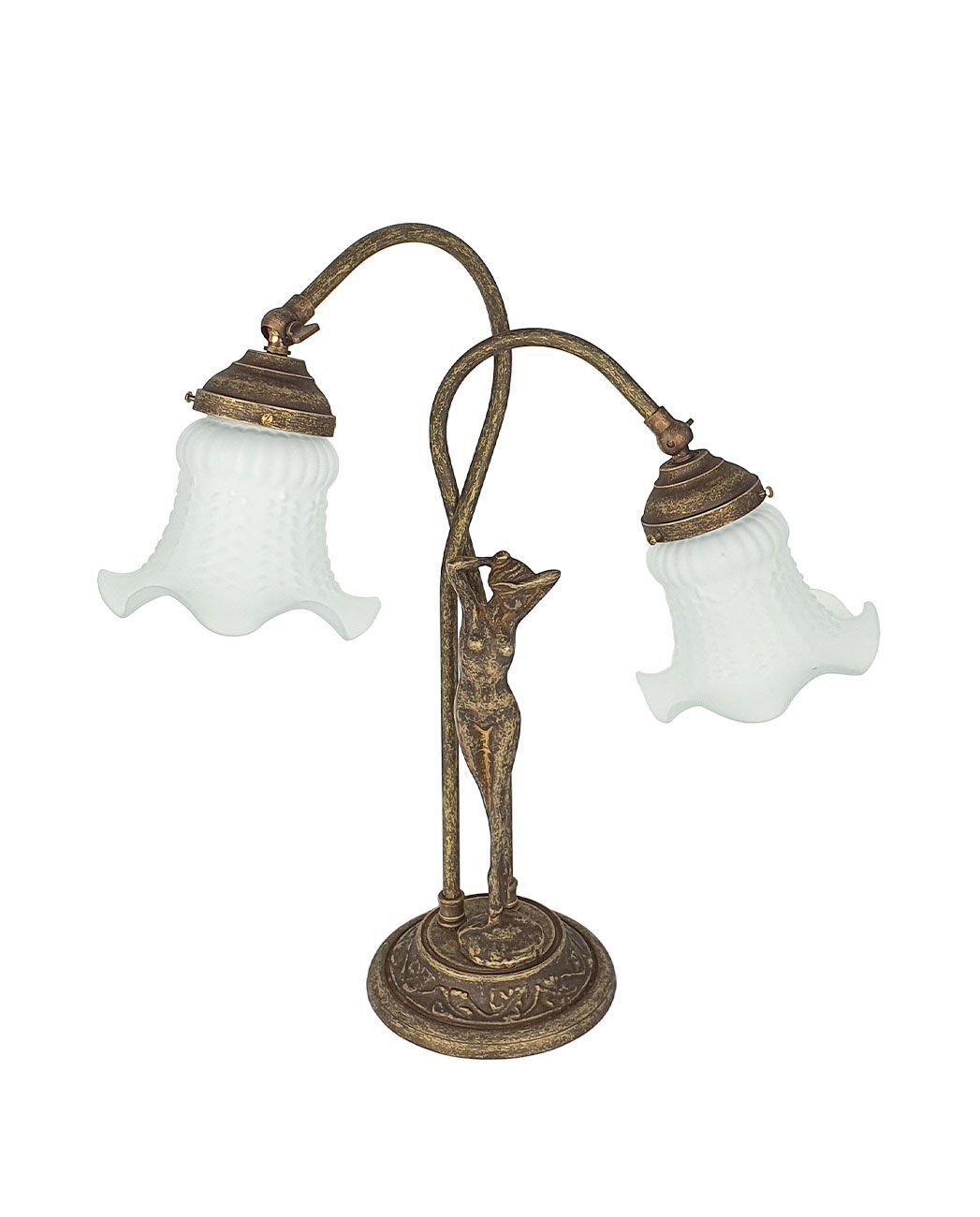 Lampe de table verre laiton véritable réglable salon Bronze, Lampe, Lampenschirm