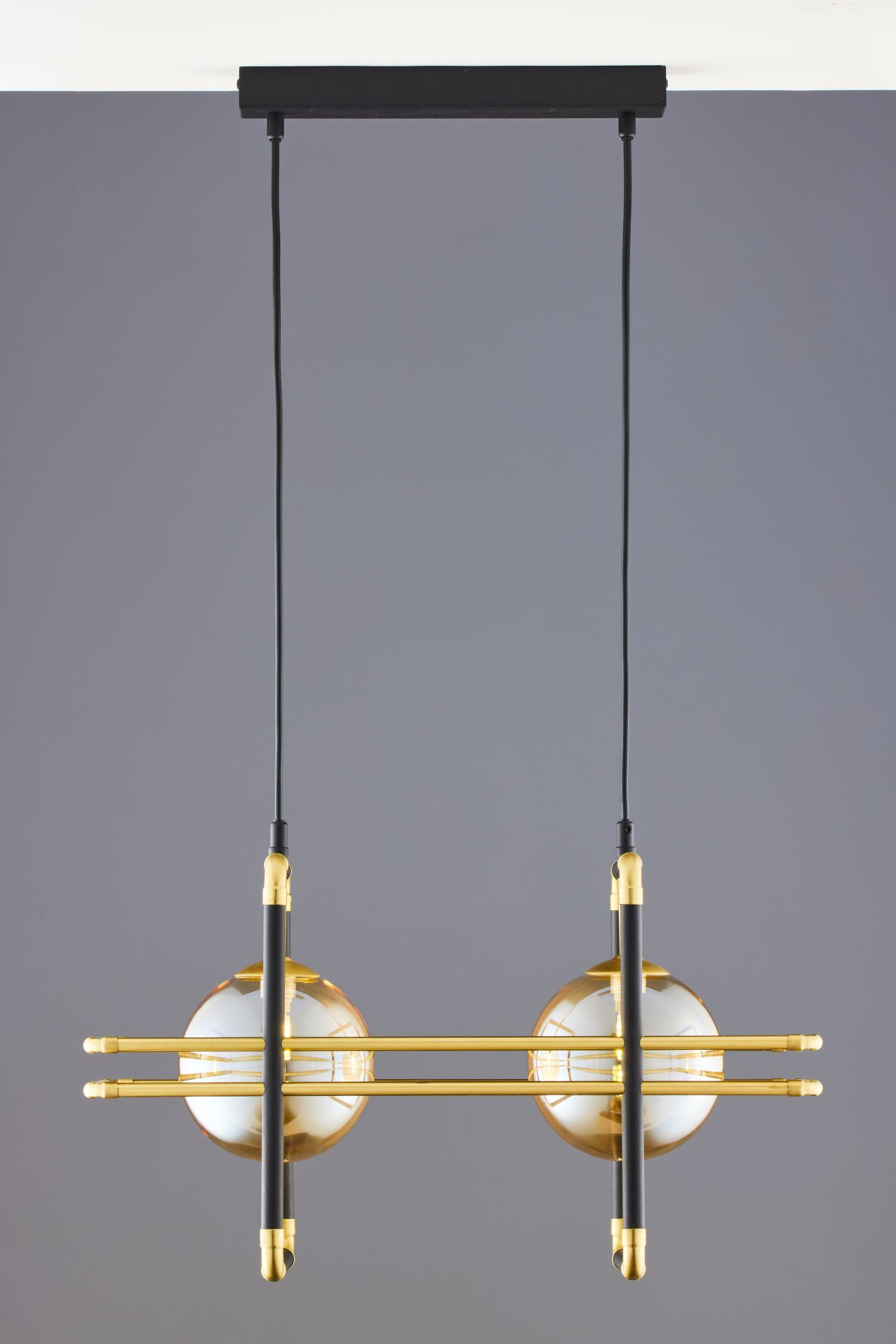 Lampe à suspendre en noir ambre or G9 2flmg L:51 cm Leuchter, Lampe, Leuchte