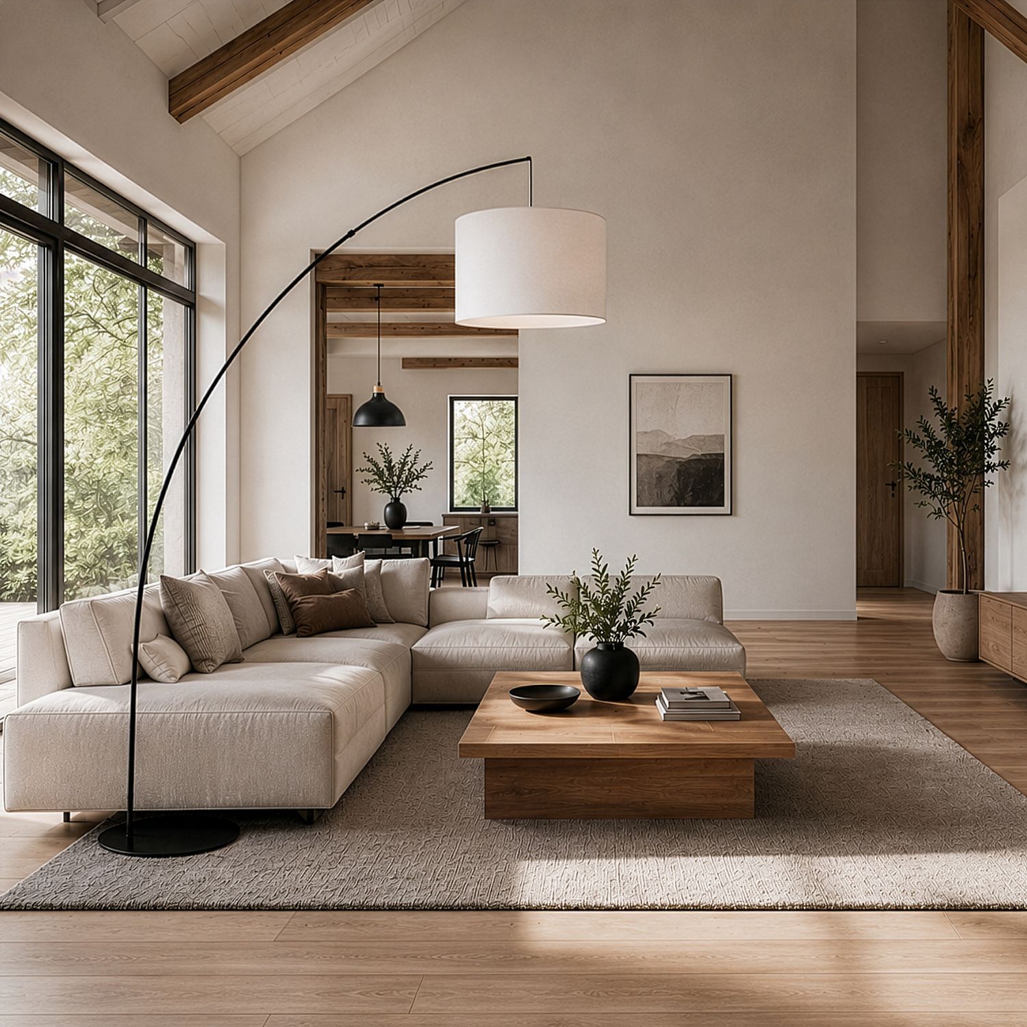 stehleuchte-stehlampe-aurea-1-flammig-schwarz-weiss-modern-294-3 wohnzimmer, sofa, holz, tisch, lampe