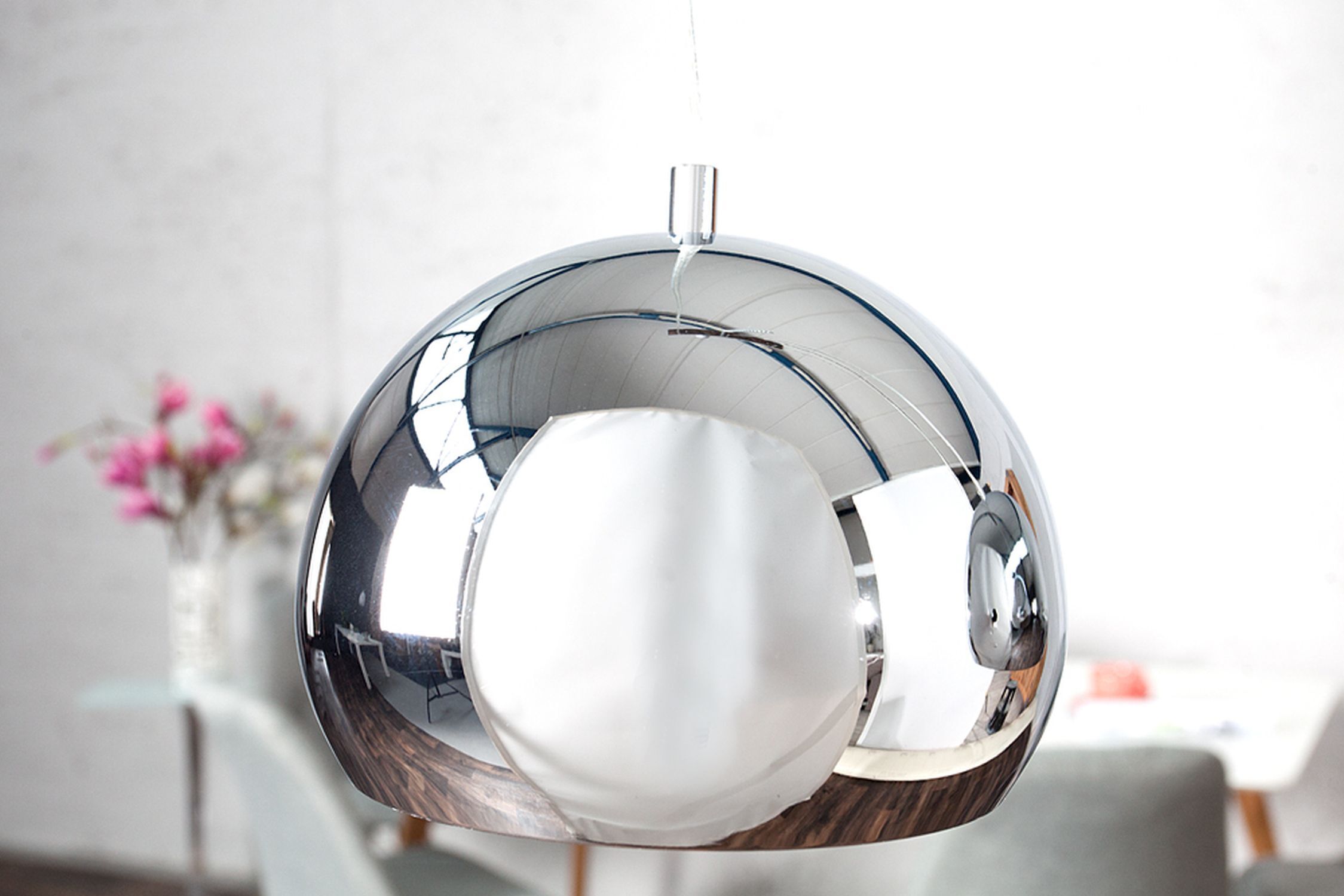 Lampe à suspendre Boule Chrome Salle à manger Lampe 3 feux
