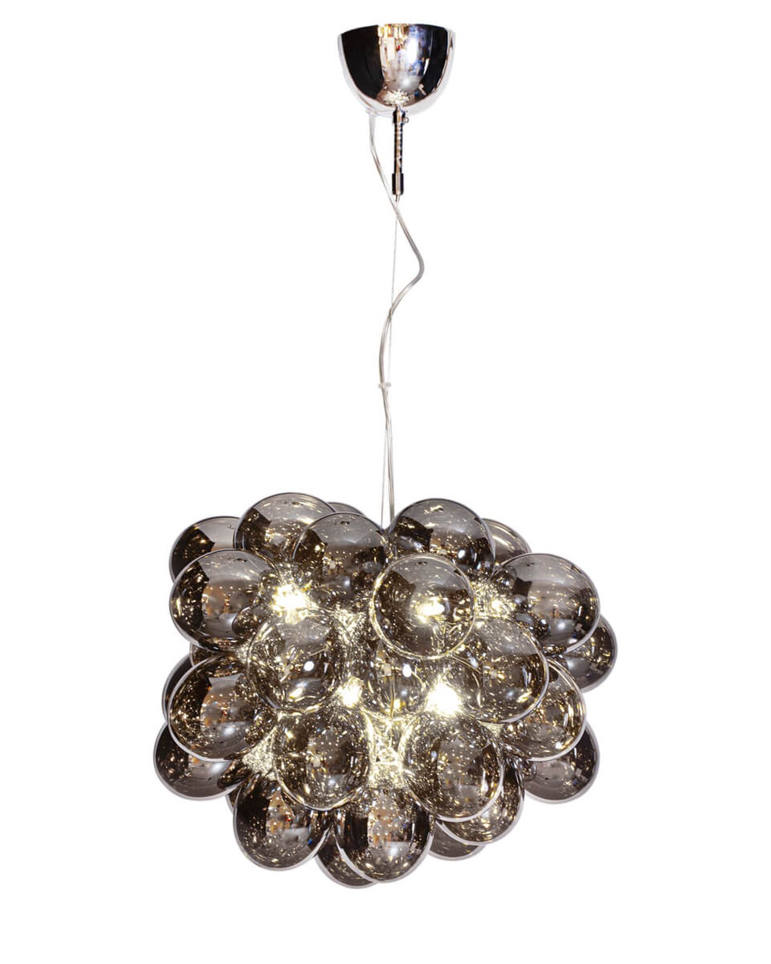 Lampe à suspendre verre fumé 50 cm de large 8x G9 Moderne Chrome Gris