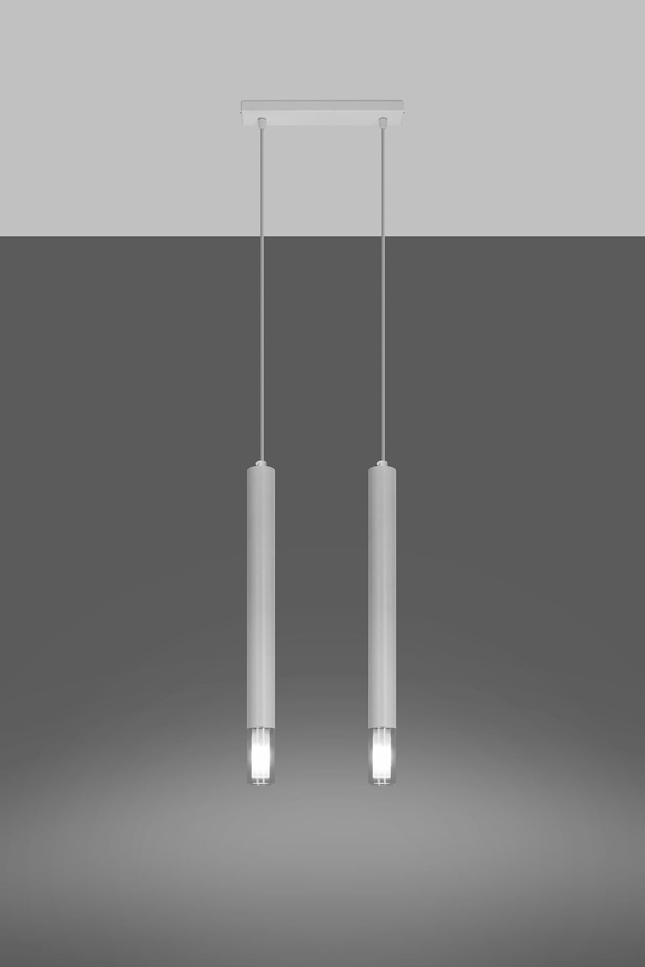 Lampe à suspendre 2 flammes G9 Blanc Métal Verre Moderne