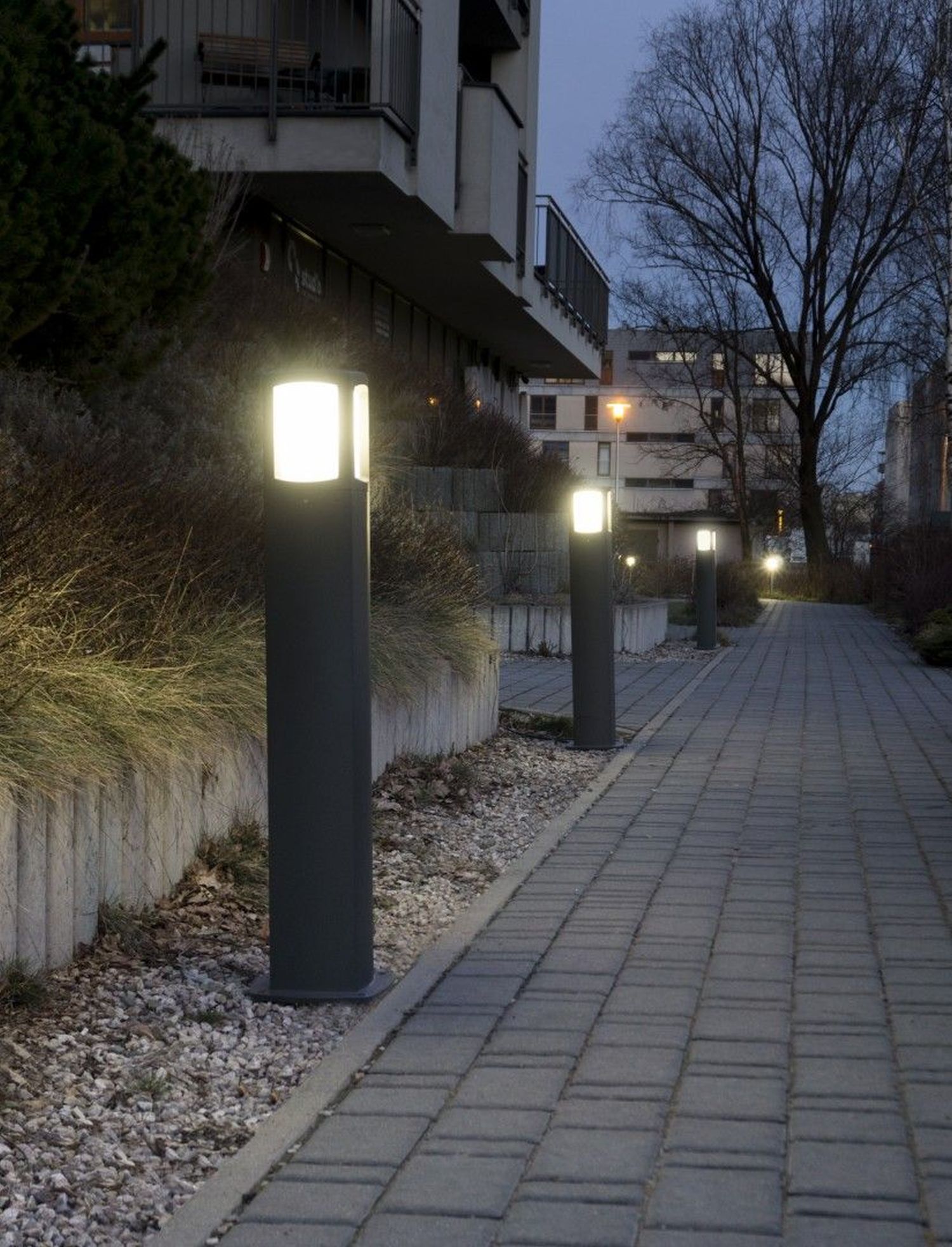 Kleine Wegeleuchte Dunkelgrau Aluminium E27 IP65 100 cm Stadt, Straße, Pfad, Bürgersteig