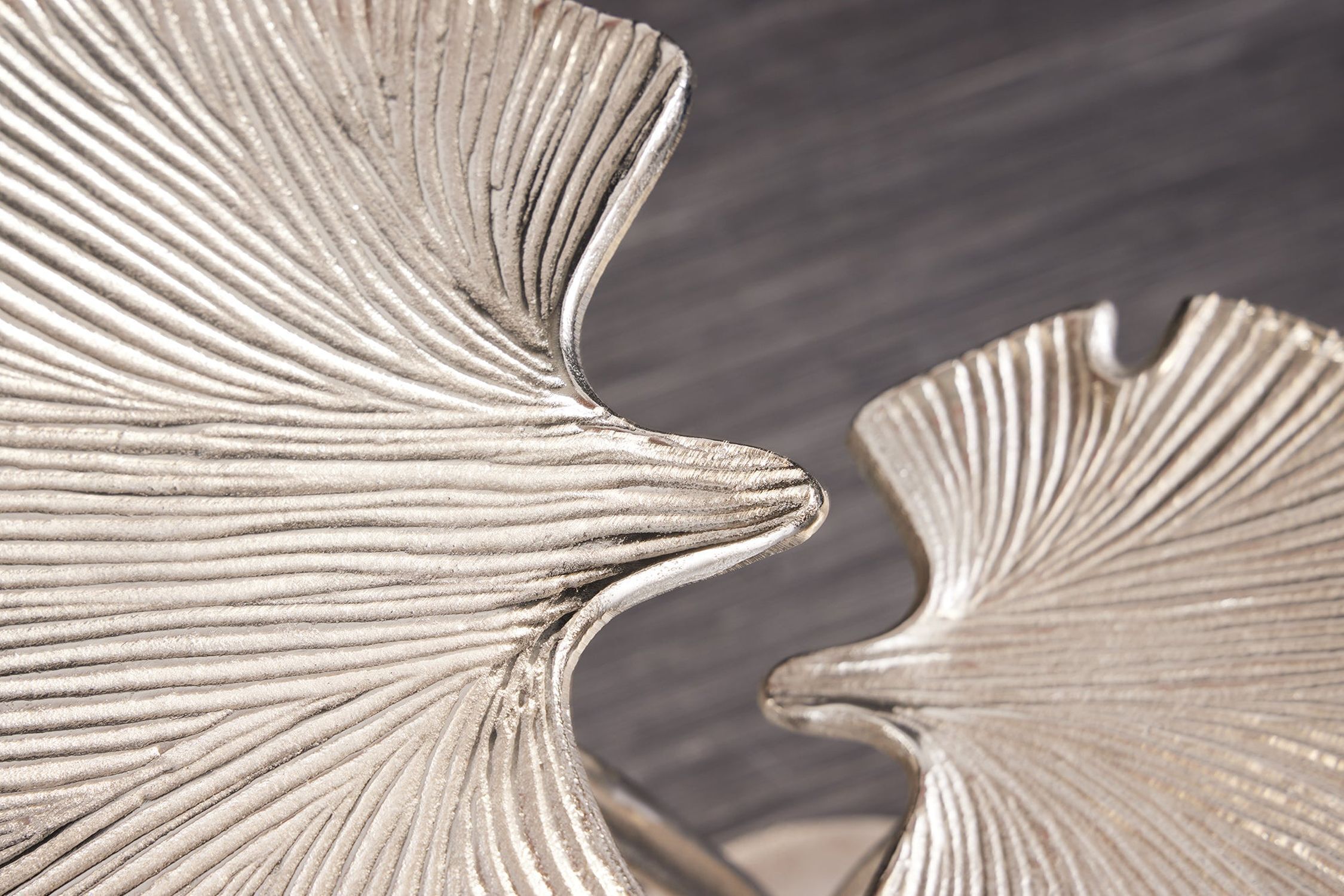 Beistelltisch Metall in Silber 50x32 cm Handarbeit Fungus, Pflanze