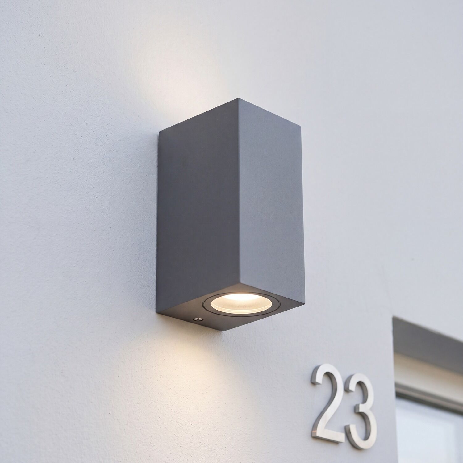 Wandleuchte, Außenleuchte, Wandlampe, Gehäuse grau, LED-Lampe