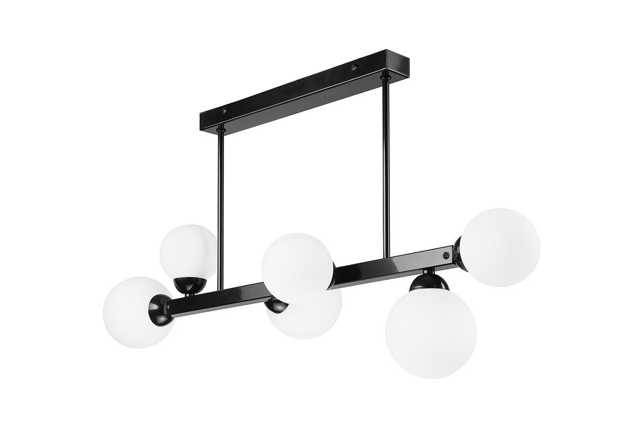 Deckenlampe Schwarz Weiß 82 cm lang Glas Metall Leuchte, Deckenventilator, Elektrisches Gerät, Kronleuchter, Lampe