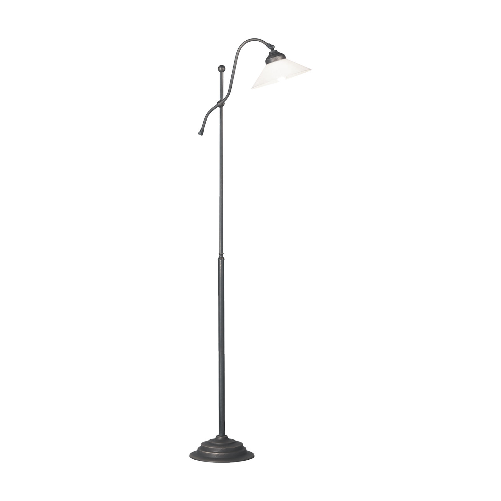 Lampadaire petit 130 cm E27 laiton verre rustique