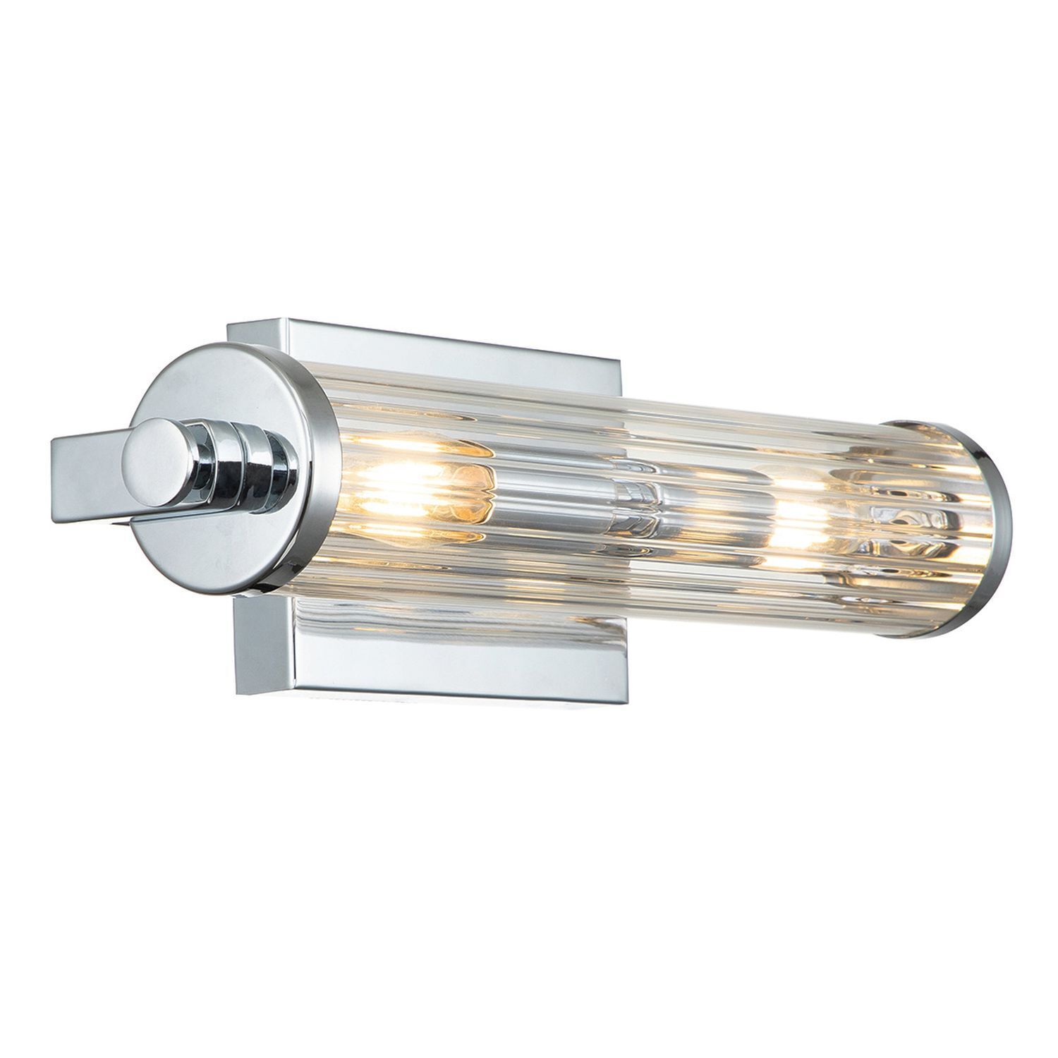 Lampe de salle de bain murale verre métal E14 IP44 L : 40,7 cm chrome poli