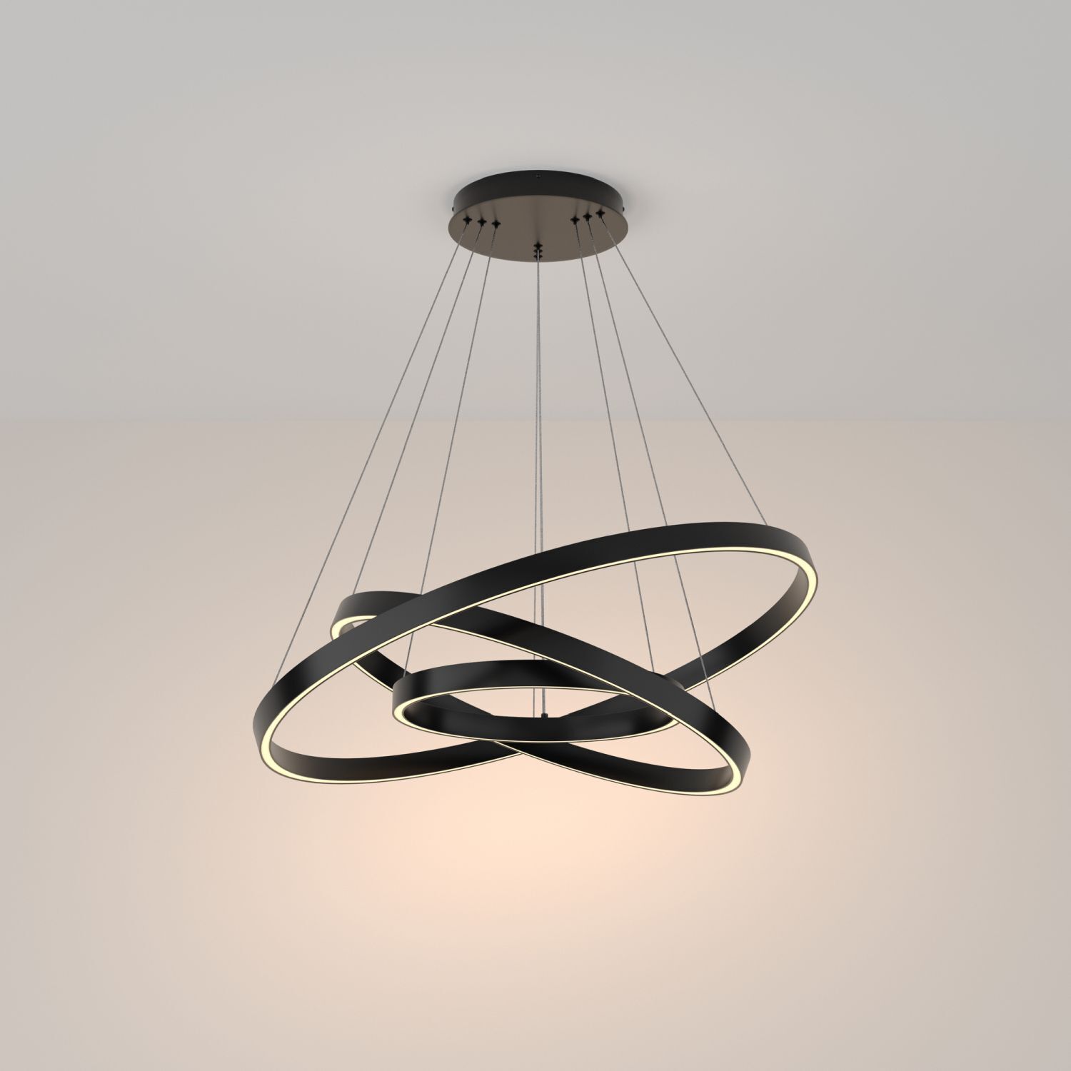 Lustre LED aluminium rond D : 80 cm H : max. 120 cm Leuchter, Lampe, Deckenleuchte