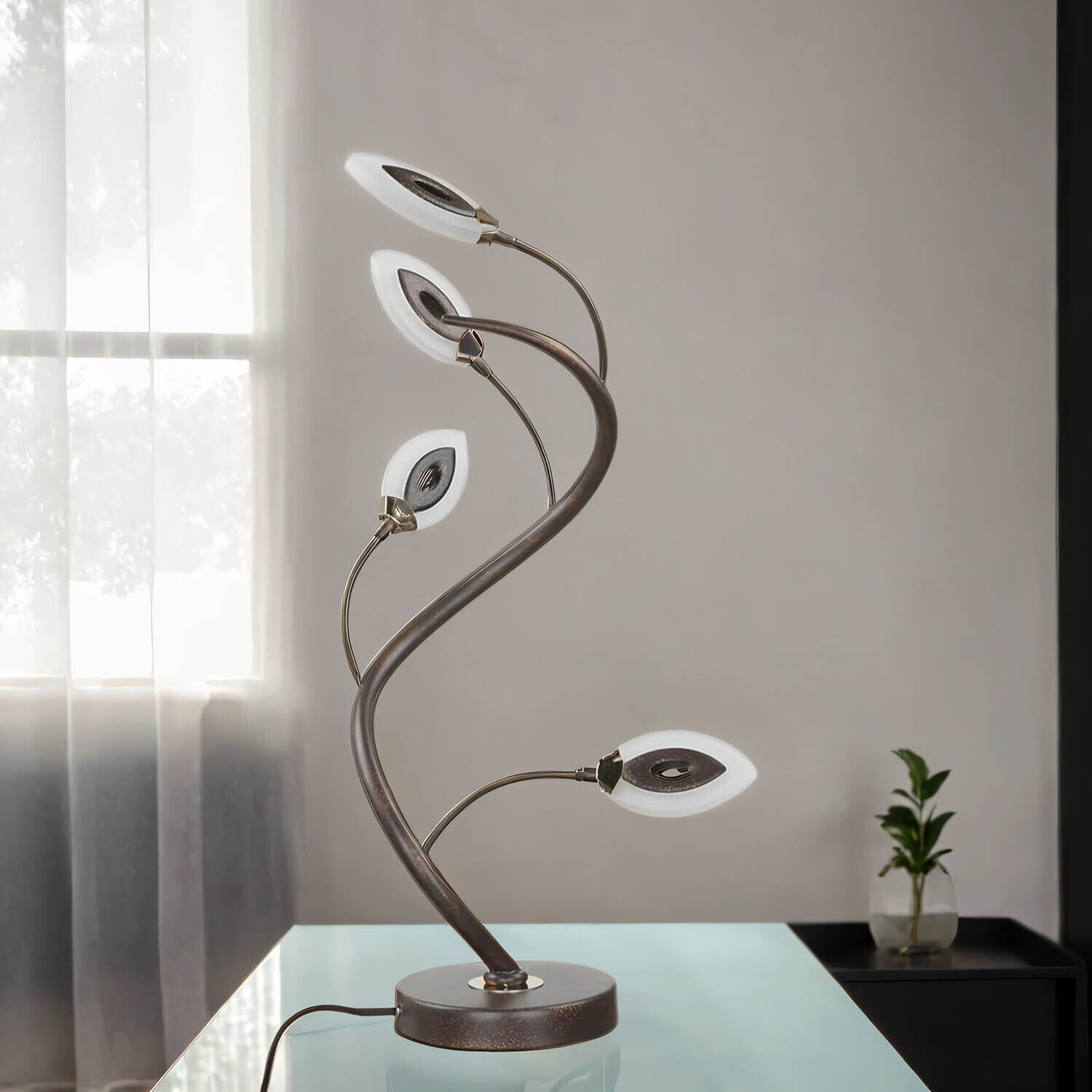 Lampe de table LED Moderne Marron Rouille Floral GORI Lampe