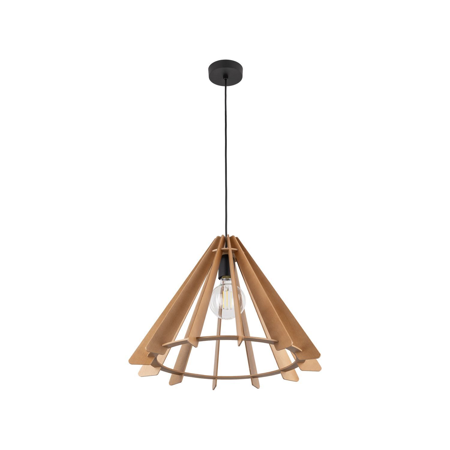 Suspension en bois E27 Ø 50 cm H : max. 160 cm réglable