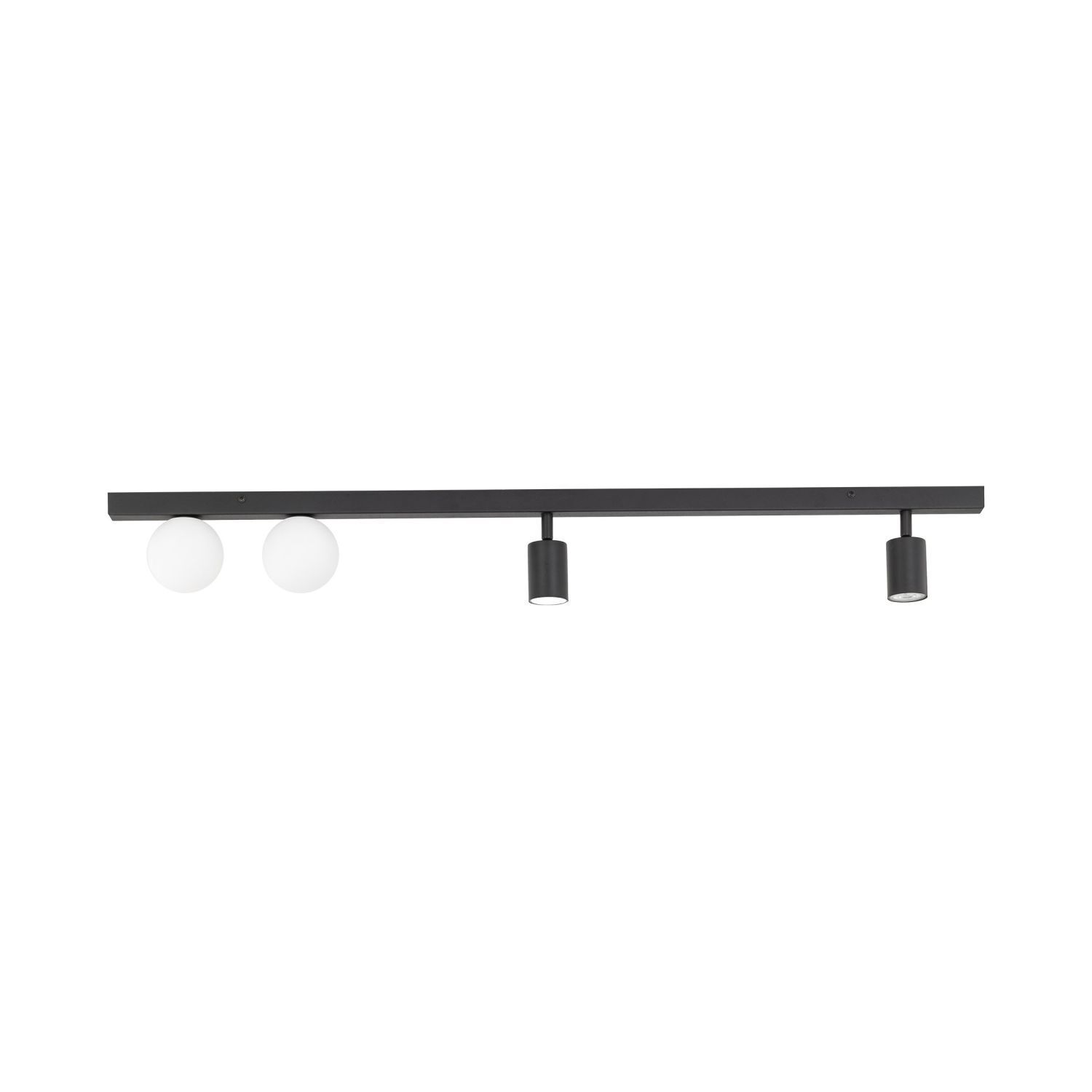Plafonnier 115 cm long métal verre 2x GU10 + 2x G9