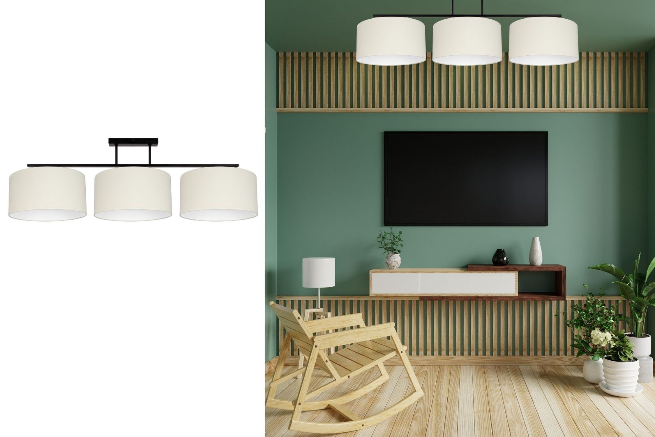 Plafonnier long Tissu Noir Ecru Blanc E27 100 cm Innenarchitektur, Computerausrüstung, Überwachen, Bildschirm, Tabelle