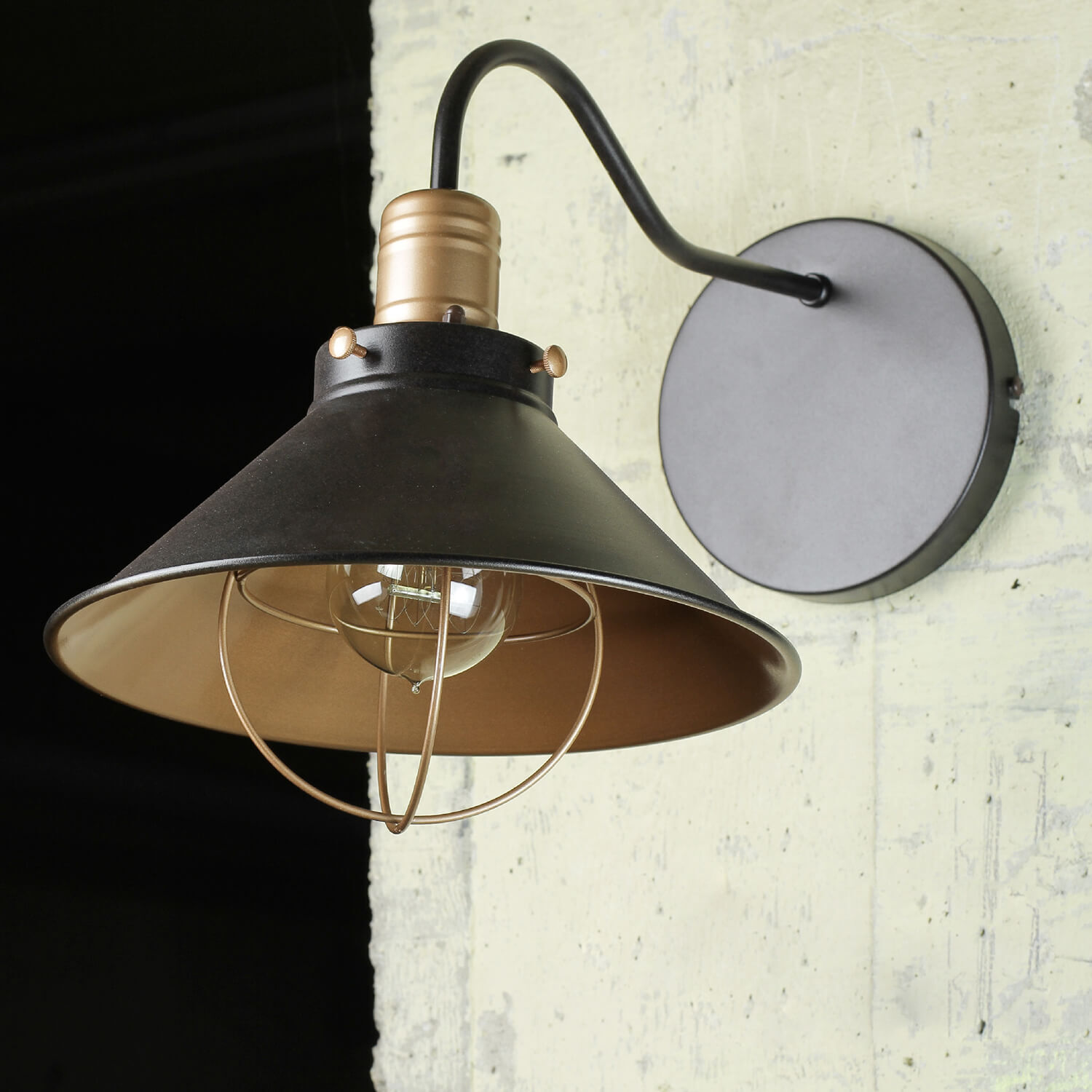 Applique industrielle Noir Cuivre E27 P:40cm LOFT Lampe, Lampenschirm, Leuchte