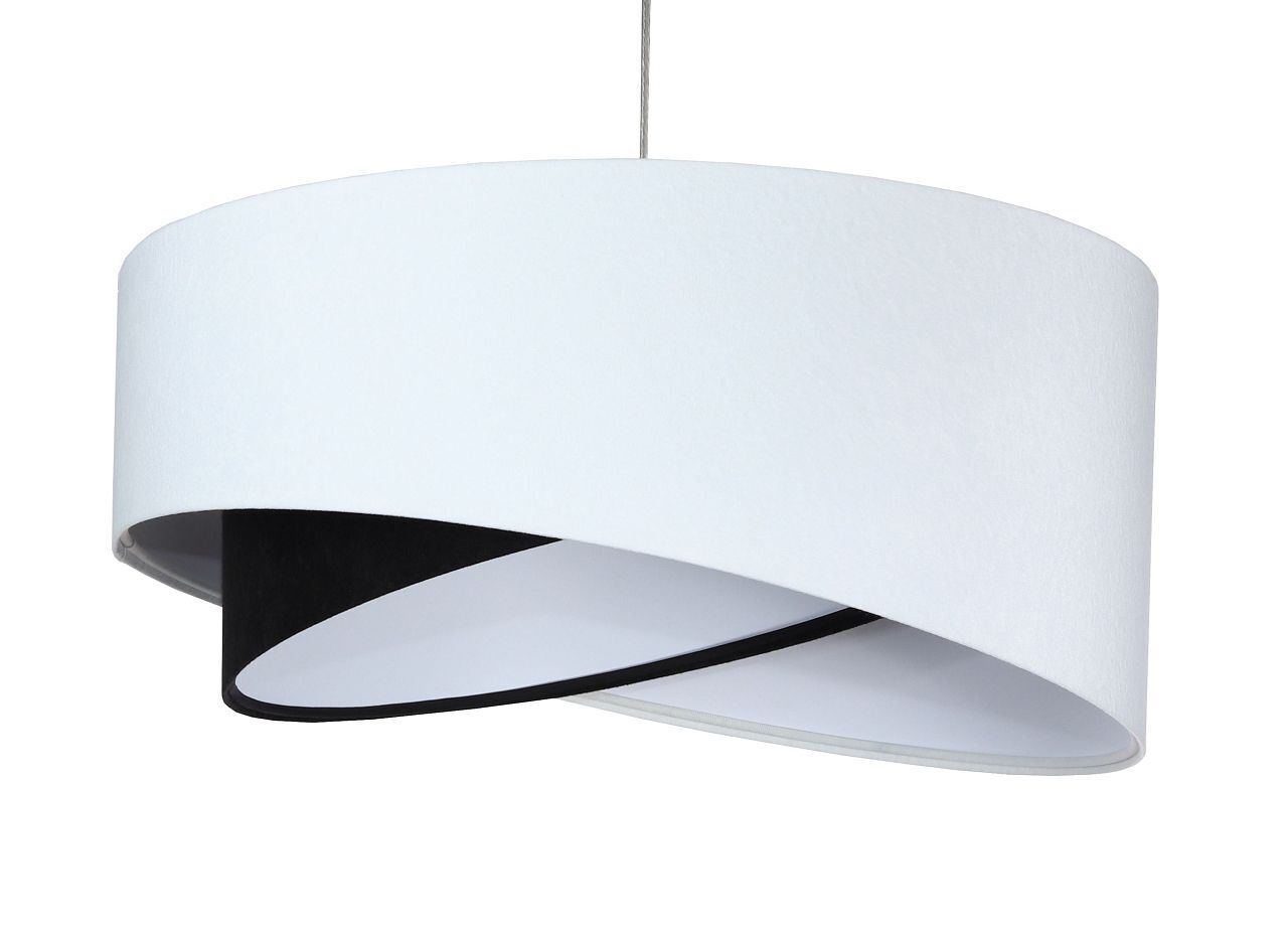 Lampe à suspendre Blanc Noir E27 rond Ø 50 cm Tissu aspect velours