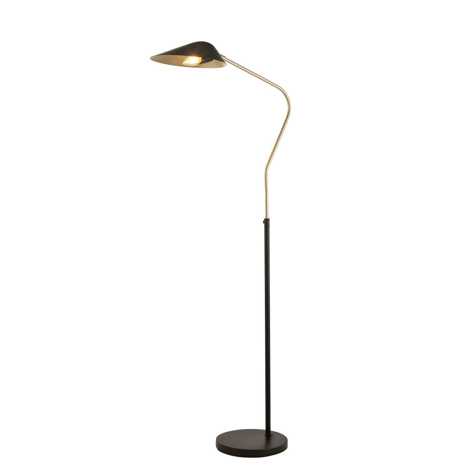 Lampadaire noir or 183 cm de haut réglable en métal