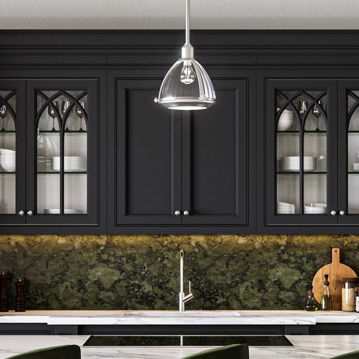 Suspension en verre cannelé D : 24,8 cm H : max. 107,6 cm Drinnen, Innenarchitektur, Lampe, Sinken, Waschbeckenhahn