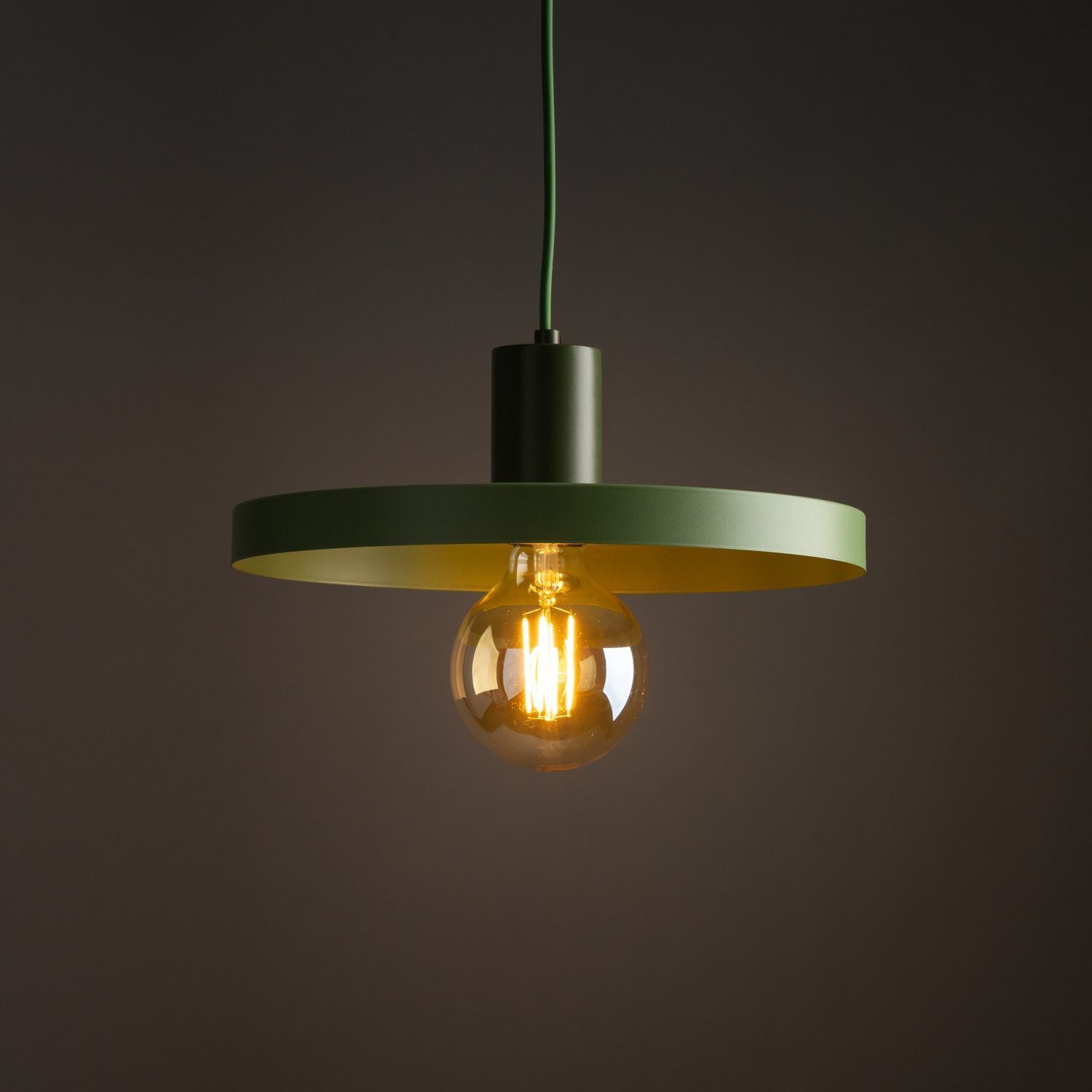 Suspension verte E27 Ø30 cm ronde Vintage métal