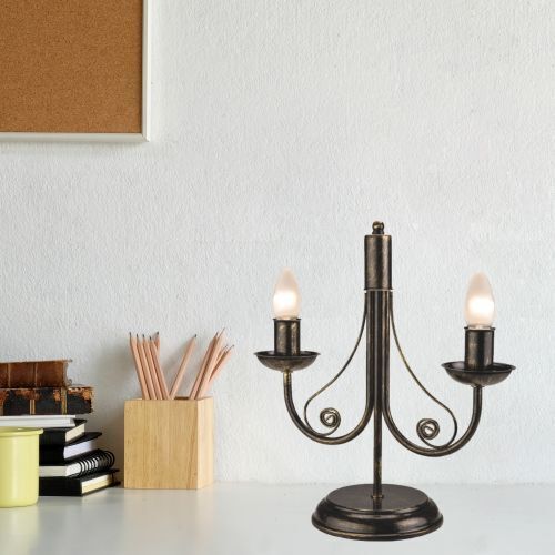Lampe de table Métal Noir Rustique H:36cm Antique