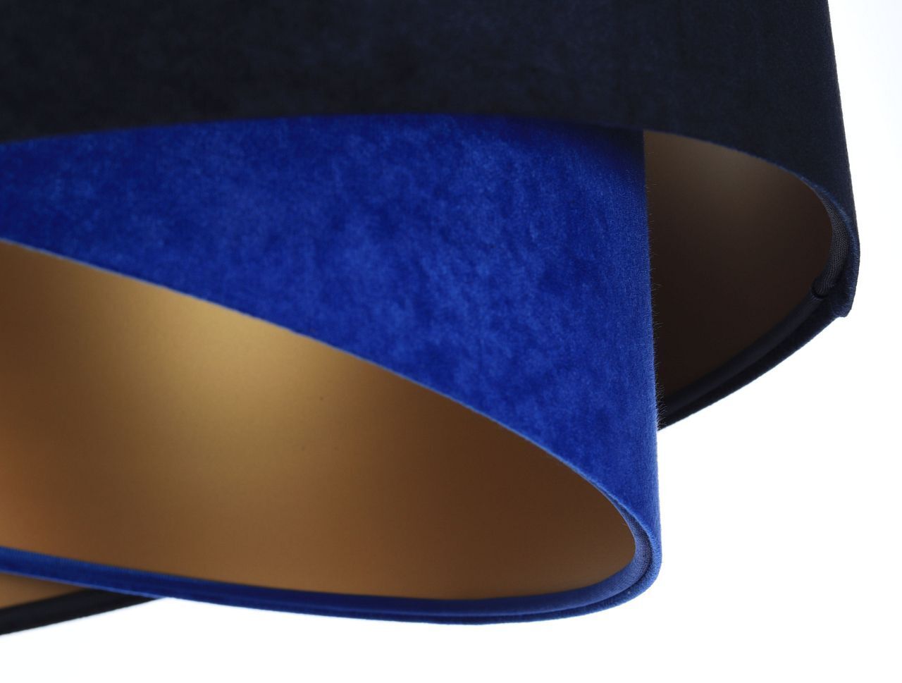 Lampe à suspendre Bleu Or E27 Ø 50 cm Tissu Abat-jour aspect velours