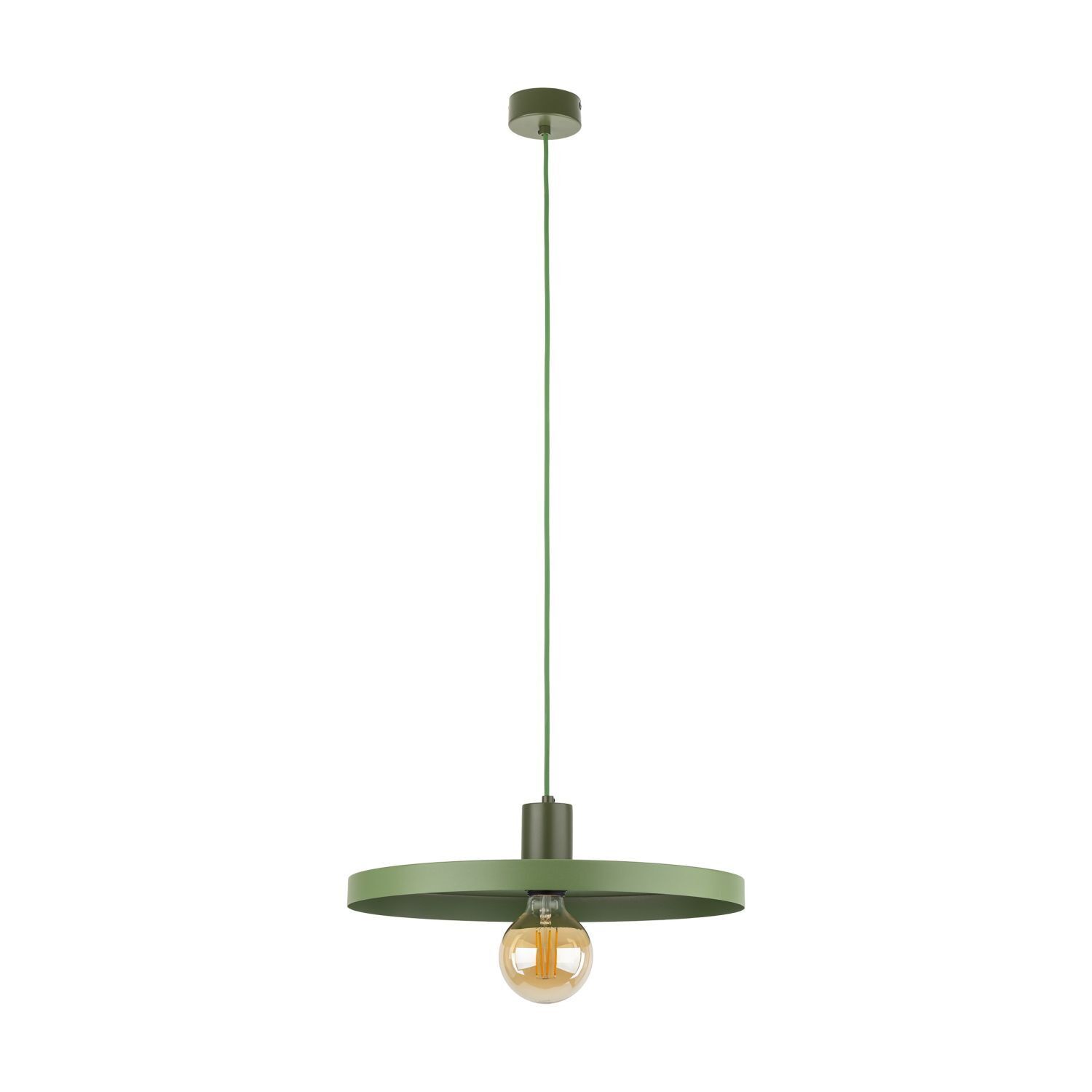 Lampe à suspendre verte E27 Ø40 cm ronde Vintage métal
