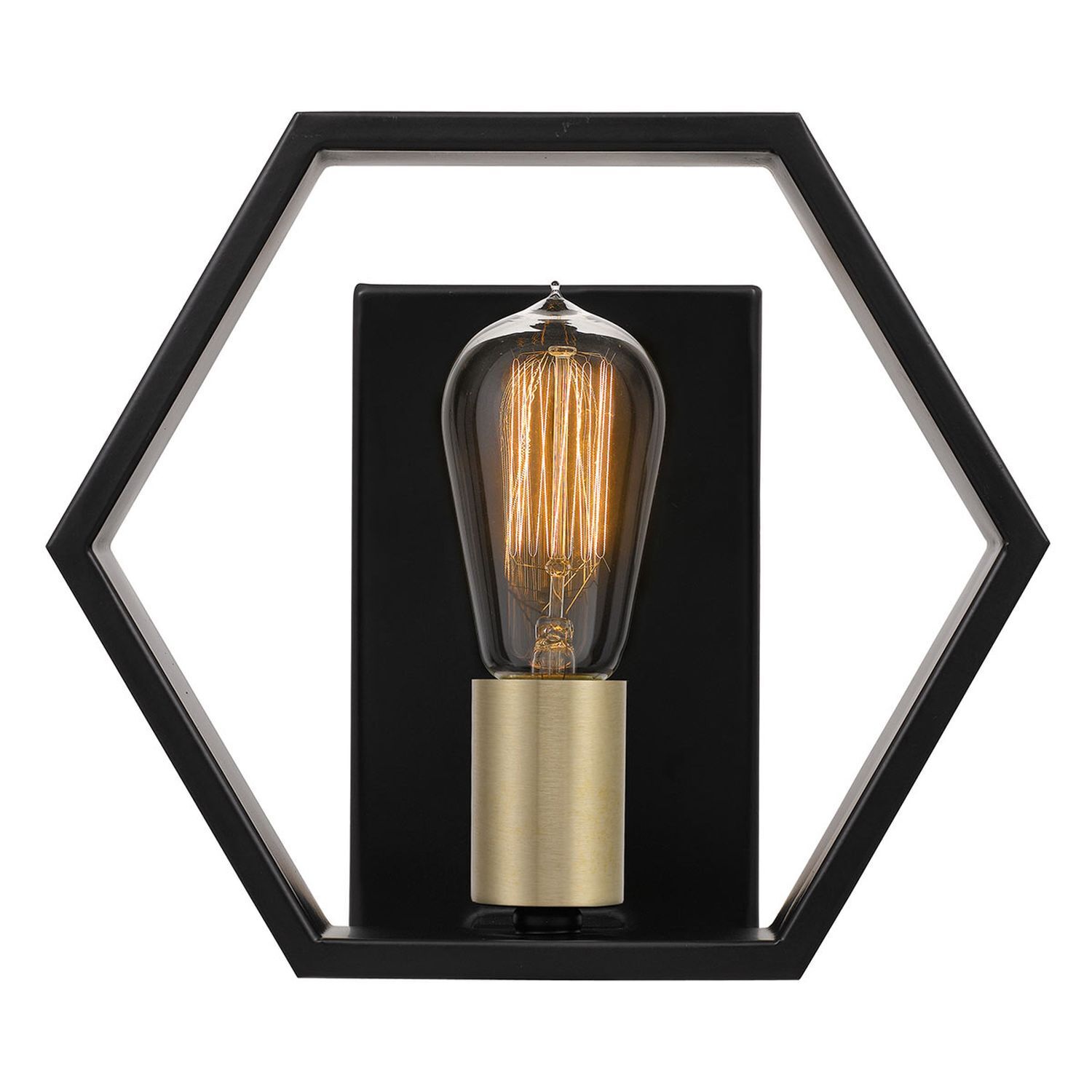 Wandleuchte, Edison-Lampe, Filamentlampe, Geometrische Leuchte, schwarz-gold