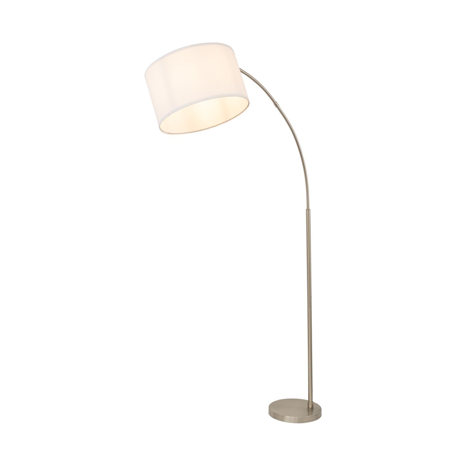 Bogenleuchte verstellbar 200 cm Stoff Metall Chrom Weiß E27 Lampe, Lampenschirm