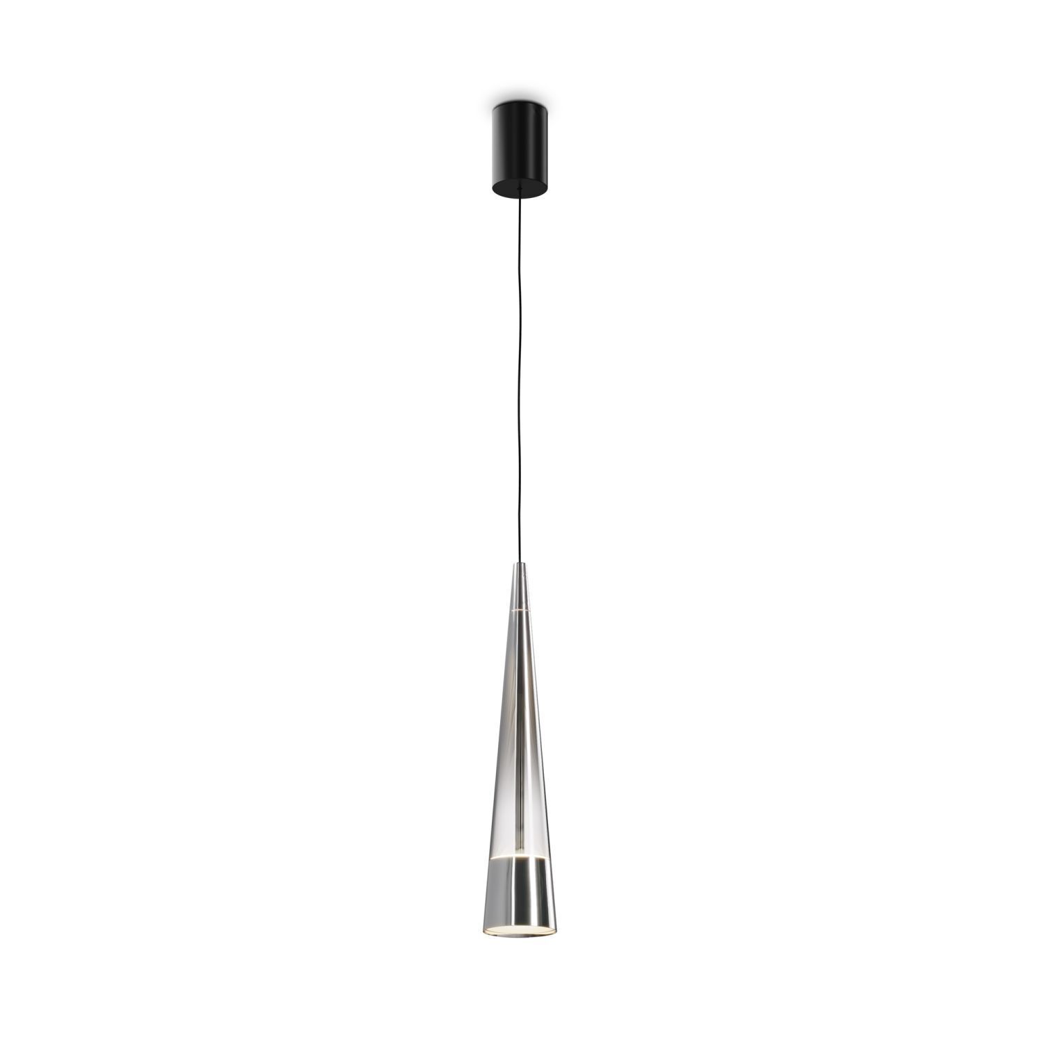 Suspension LED métal verre Up Down ronde D : 8 cm Chrome Lampe