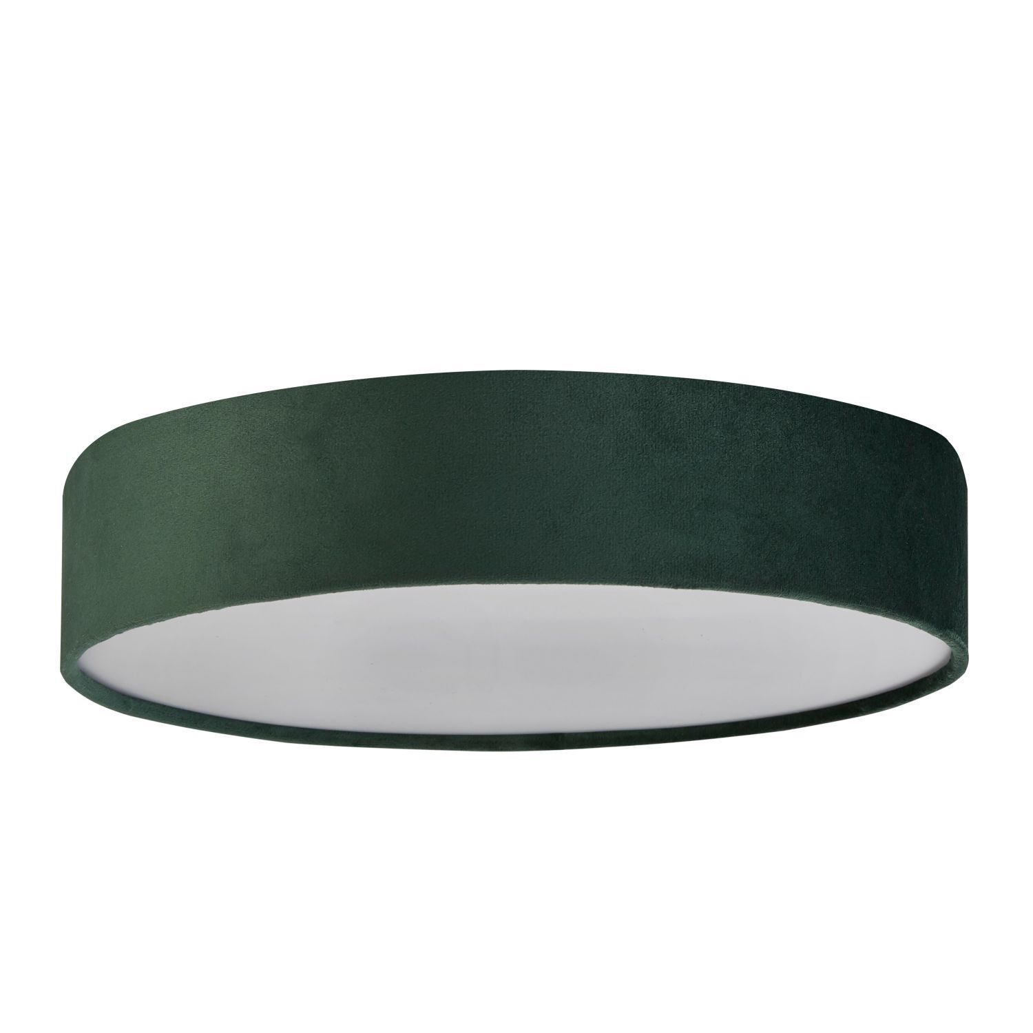 Plafonnier velours Abat-jour rond Ø 50cm H : 10cm Vert 3x E27