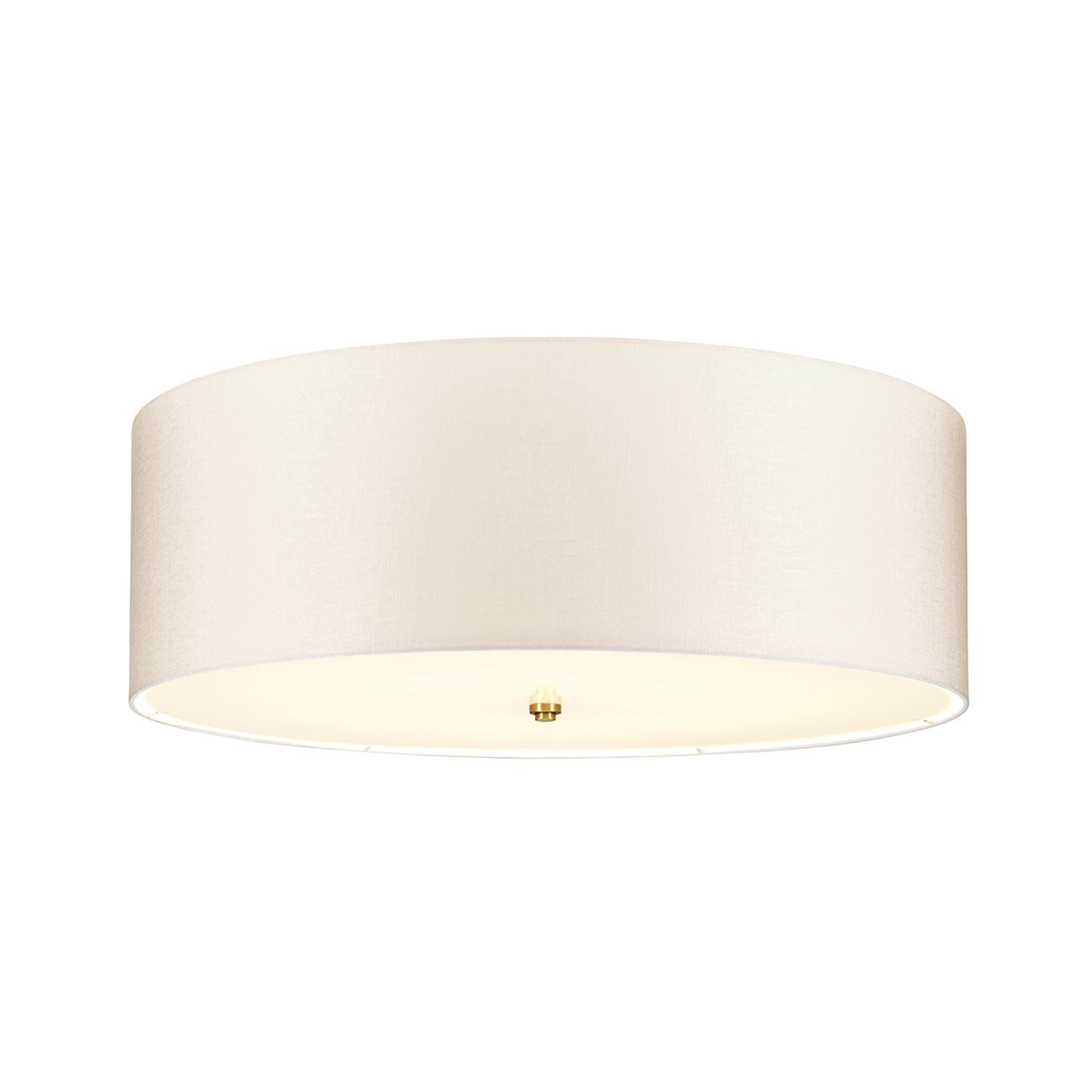 Lampe de plafond tissu grand rond Ø76cm en laiton crème