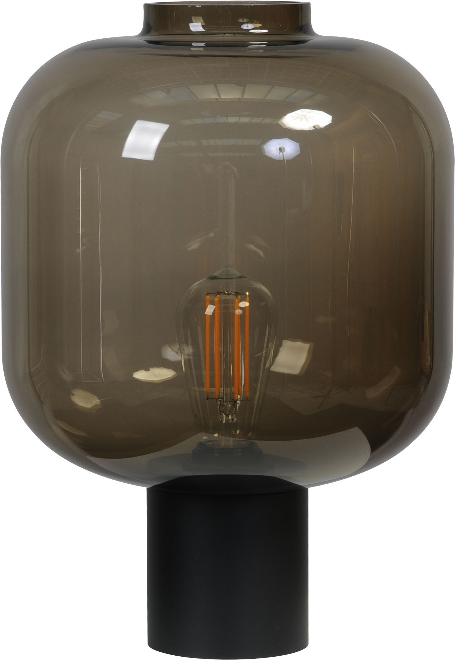 Lampe de table noir verre fumé métal hauteur 41 cm E27